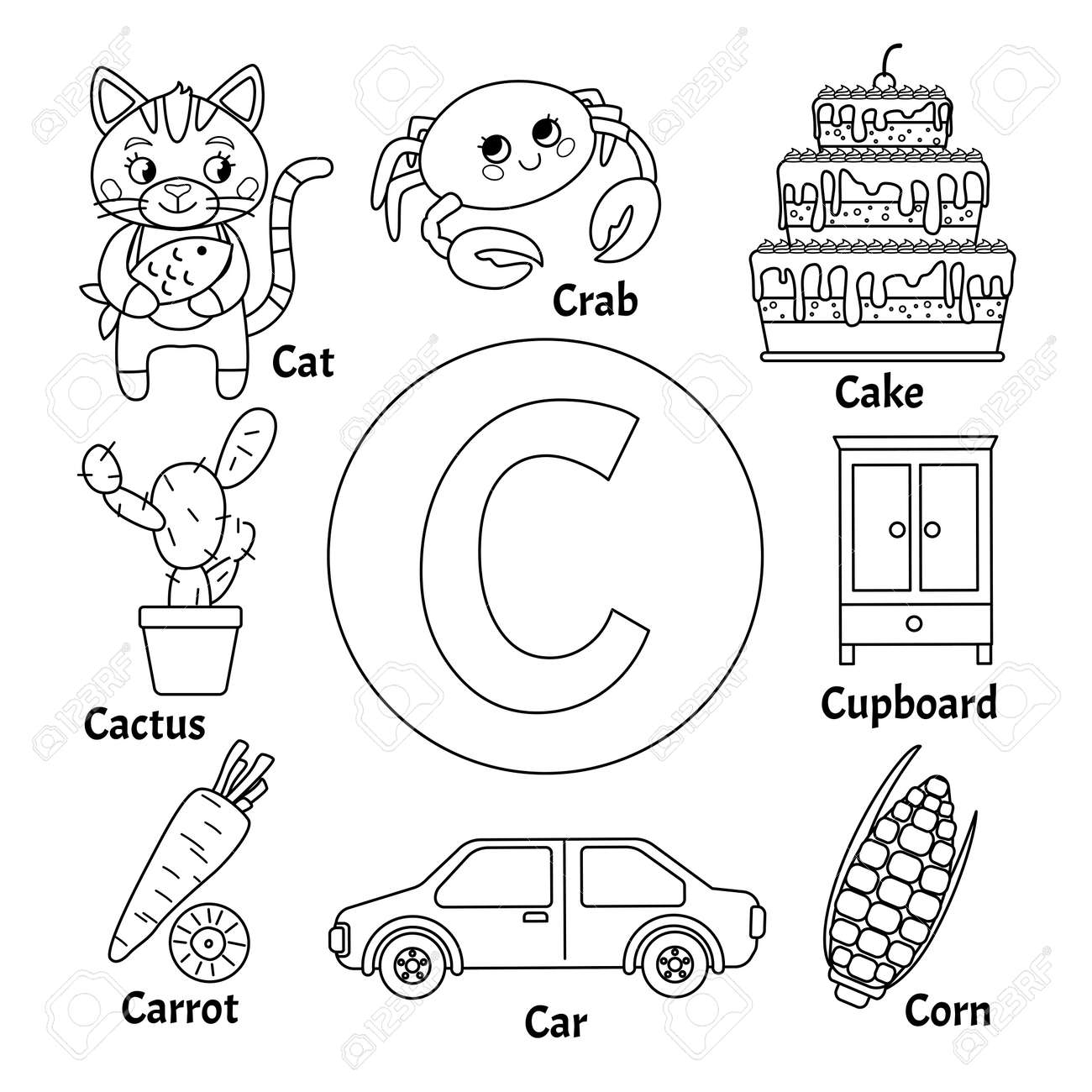 coloring pages for the letter c