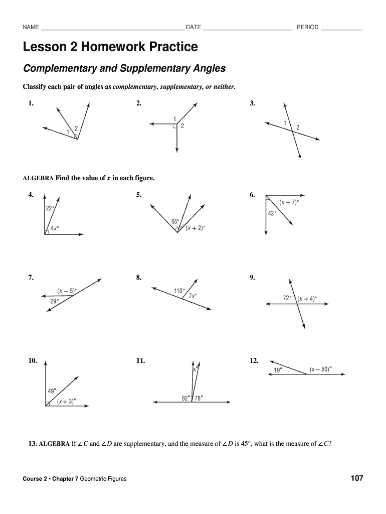 Lesson 2 Homework Practice Complementary And Form Fill Online Printable Fillable Blank PdfFiller Lesson 2 Homework Practice Complementary And Form Fill Online Printable Fillable Blank PdfFiller