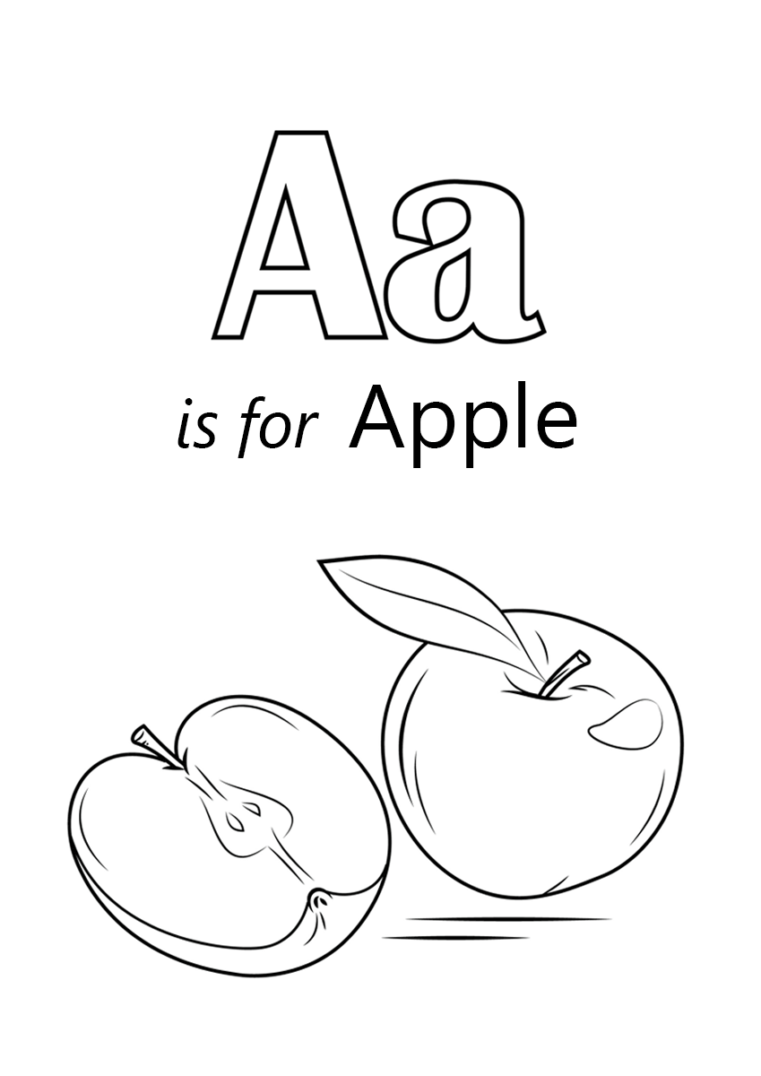a is for apple coloring page