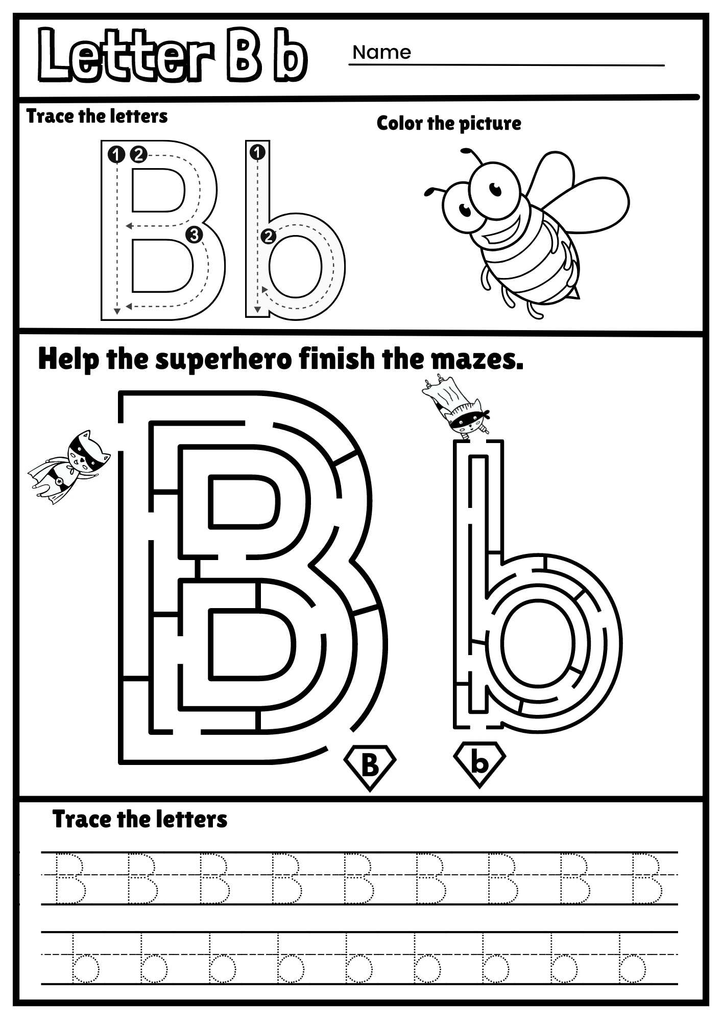Letter B Alphabet Tracing And Coloring Free Printable PDF Ezpzphonics Letter B Alphabet Tracing And Coloring Free Printable PDF Ezpzphonics