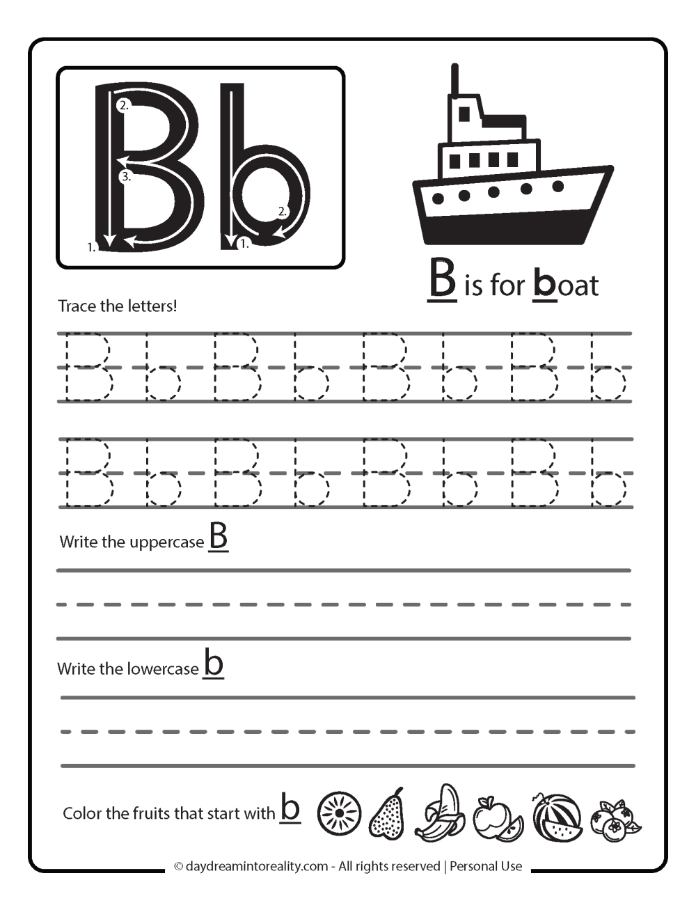 letter b tracing worksheets