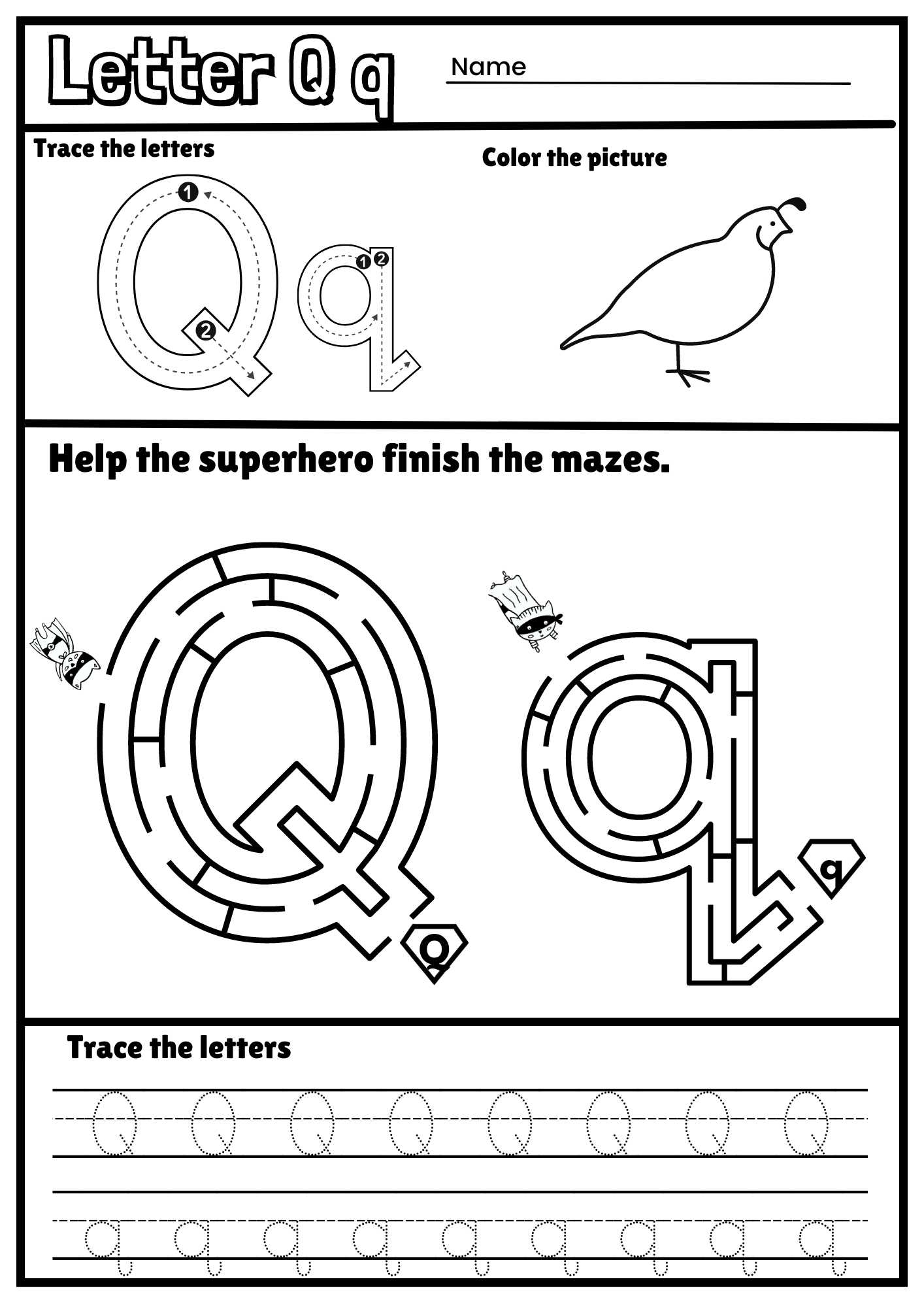 preschool letter q worksheet