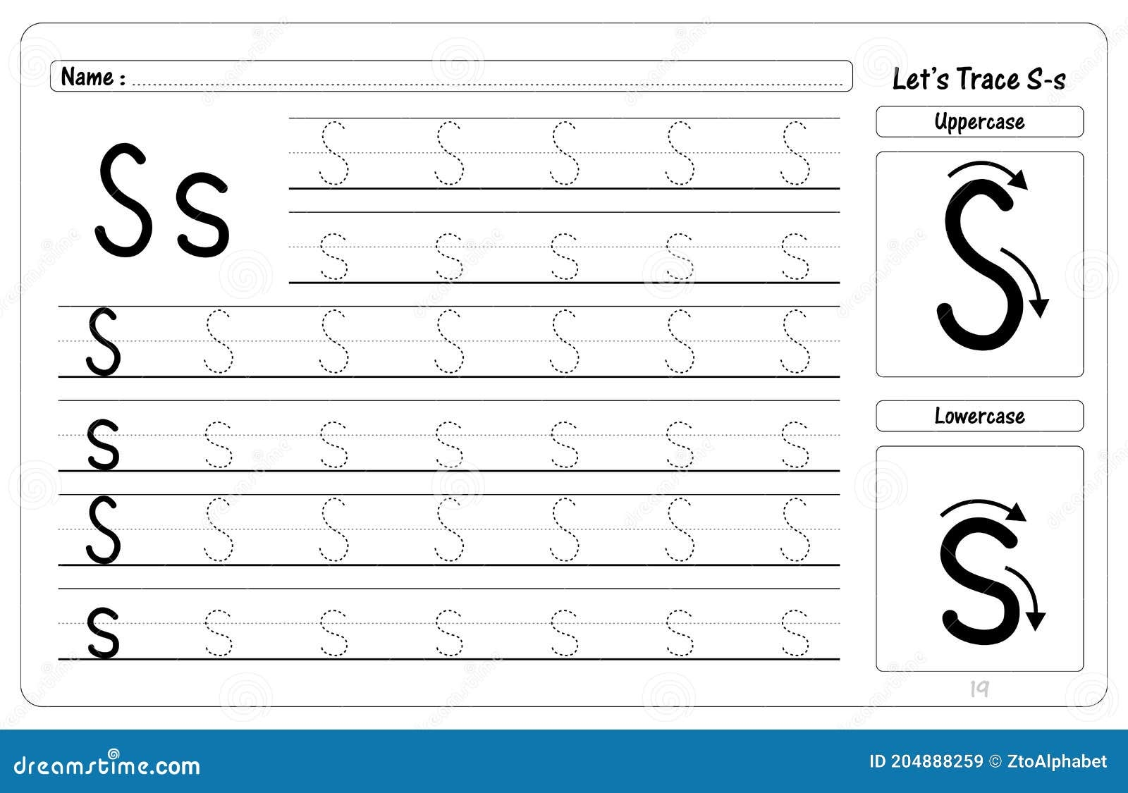 letter s writing worksheets