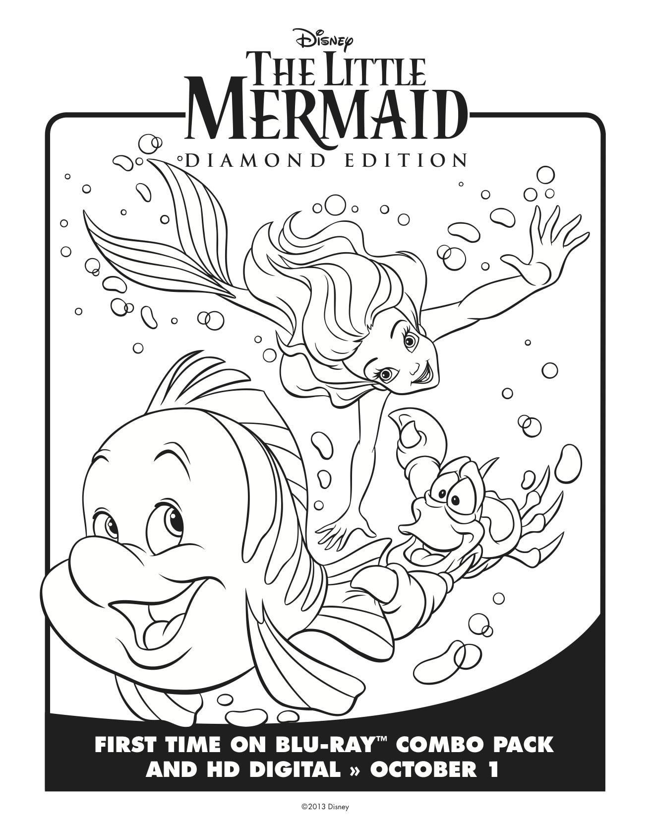 colouring pages little mermaid