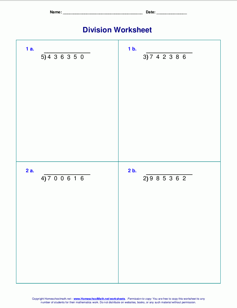 Long Division Worksheets For Grades 4 6