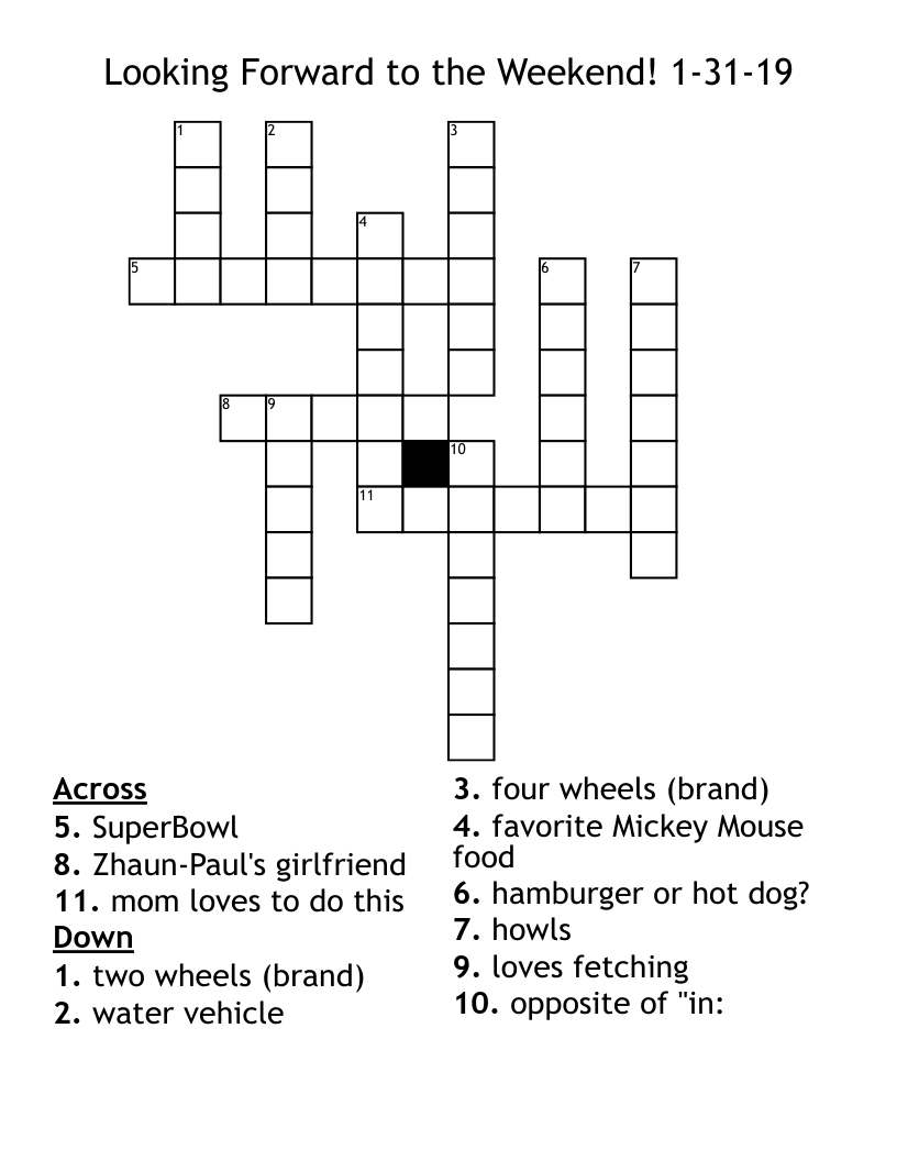 Looking Forward To The Weekend 1 31 19 Crossword WordMint