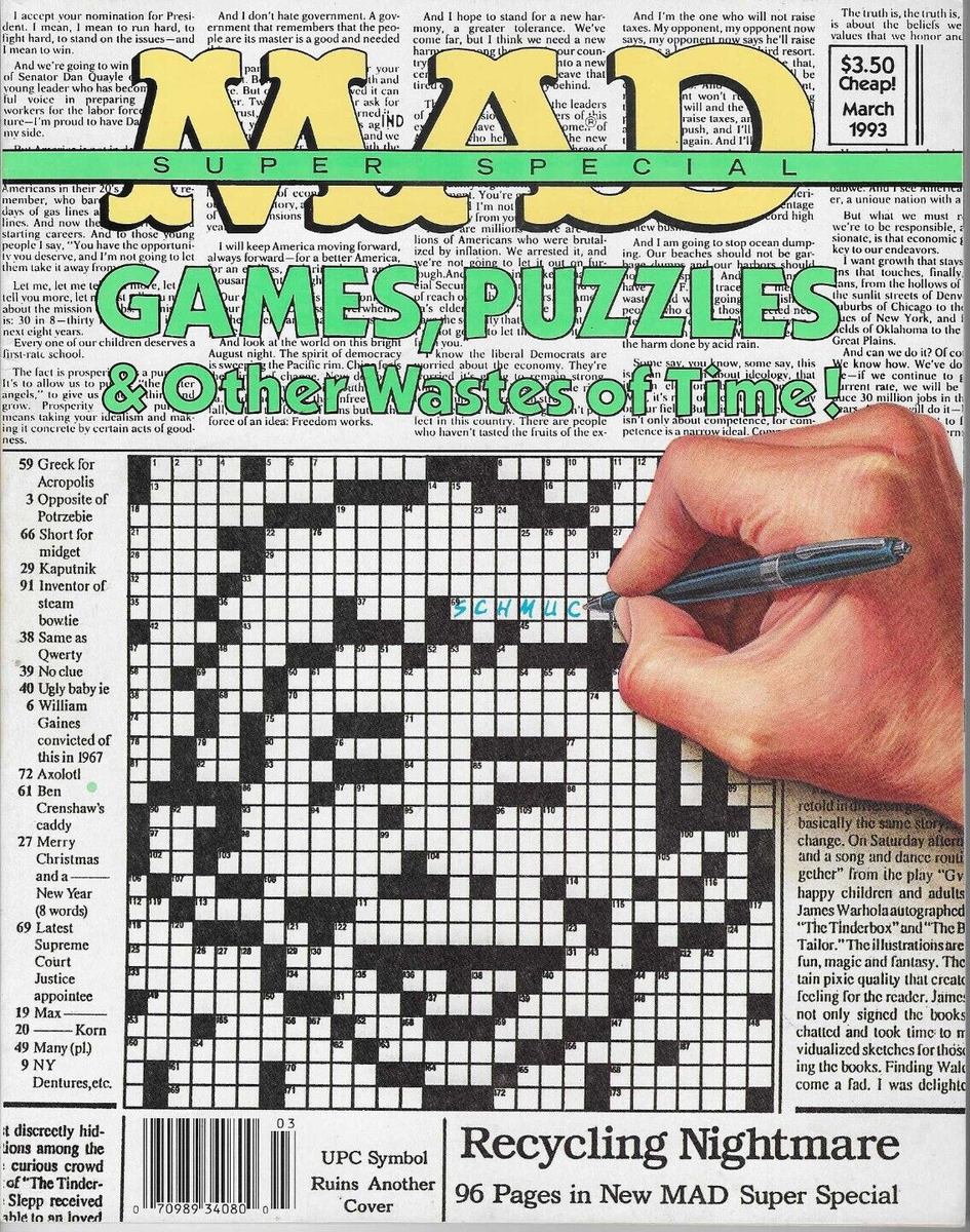 Mad Magazine March 1993 Super Special 86 Games Puzzles Other Wastes Of Time EBay