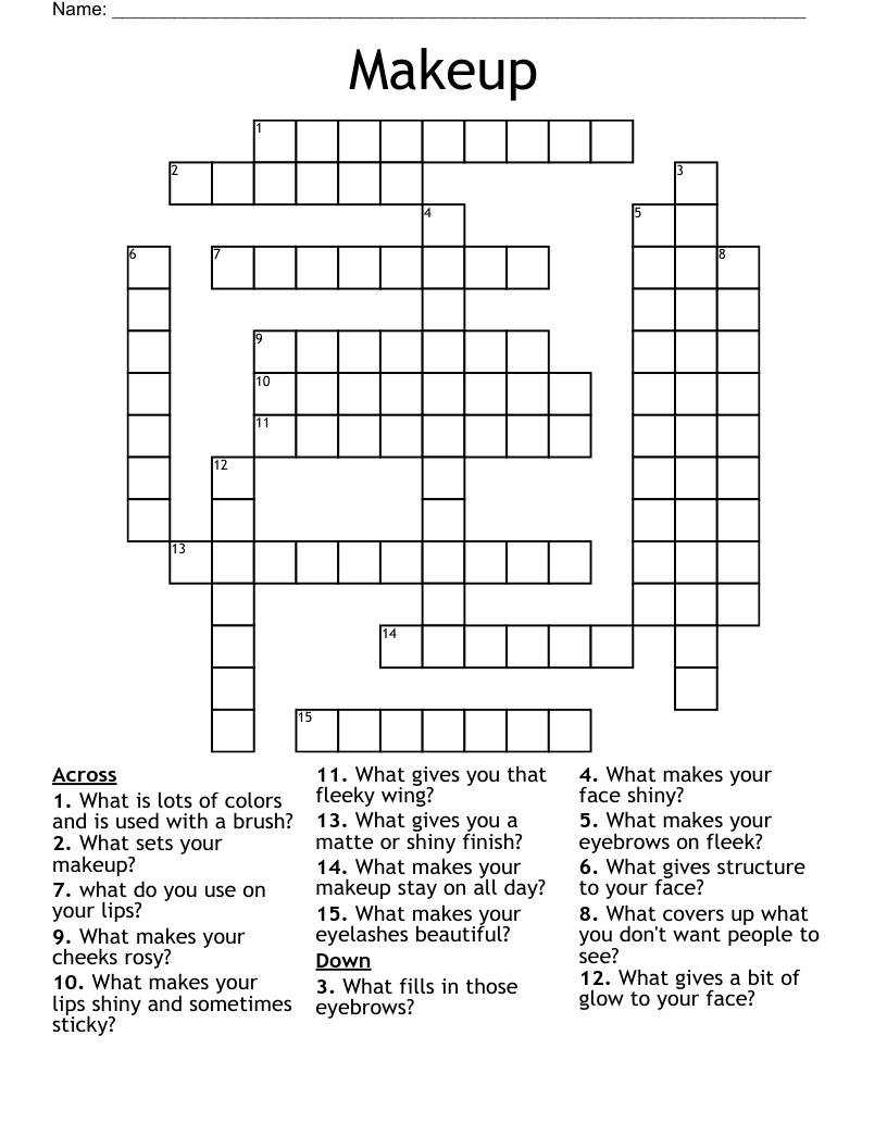 Makeup Crossword WordMint Makeup Crossword WordMint