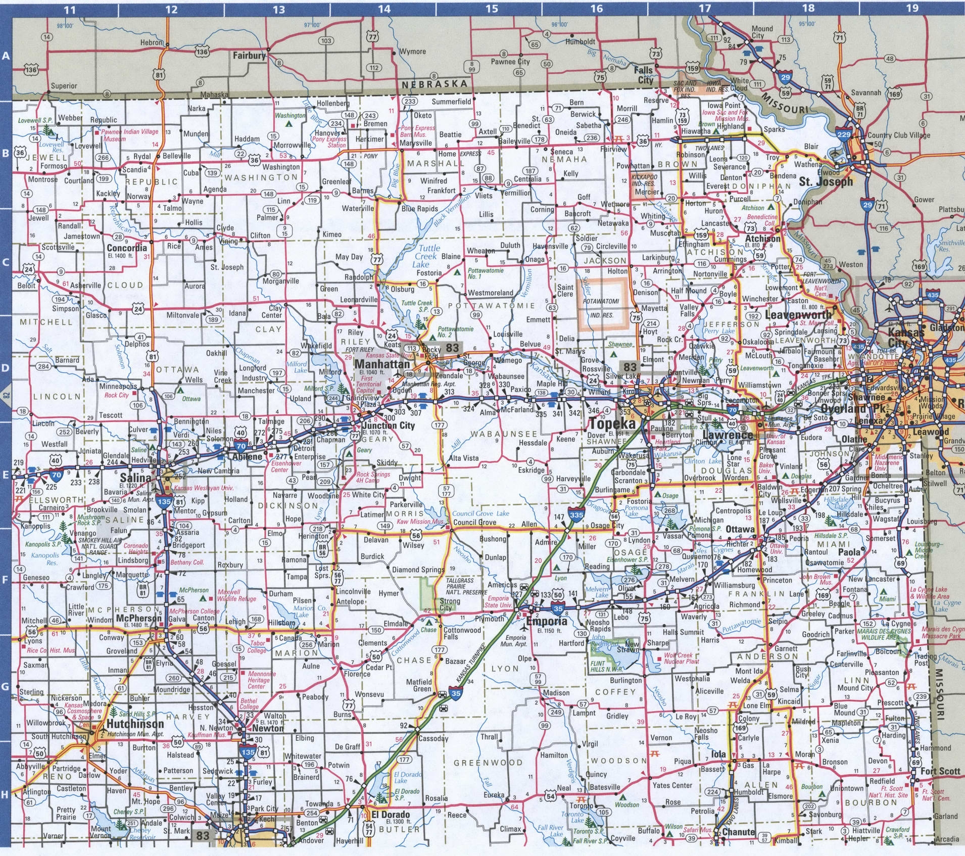 kansas county map with roads kansas county map with roads