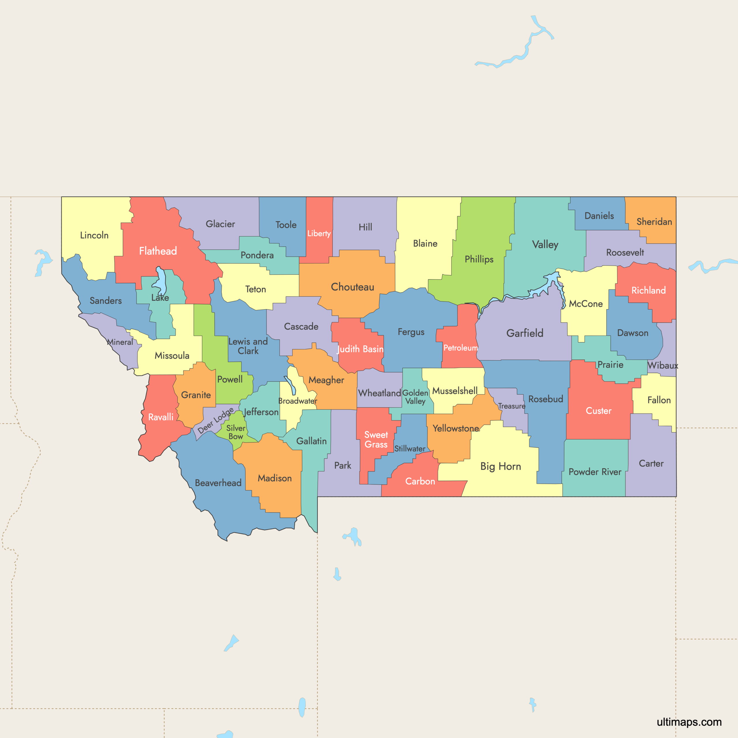 county map of montana