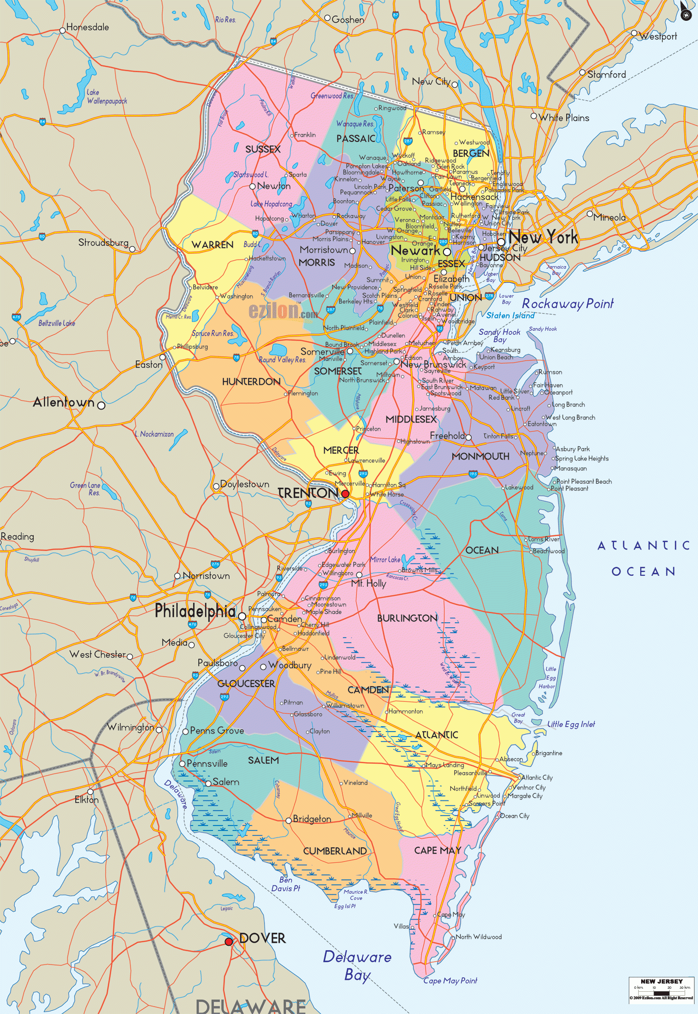 Map Of New Jersey Detailed New Jersey Map With Cities Counties And Roads Ezilon Maps Map Of New Jersey Detailed New Jersey Map With Cities Counties And Roads Ezilon Maps