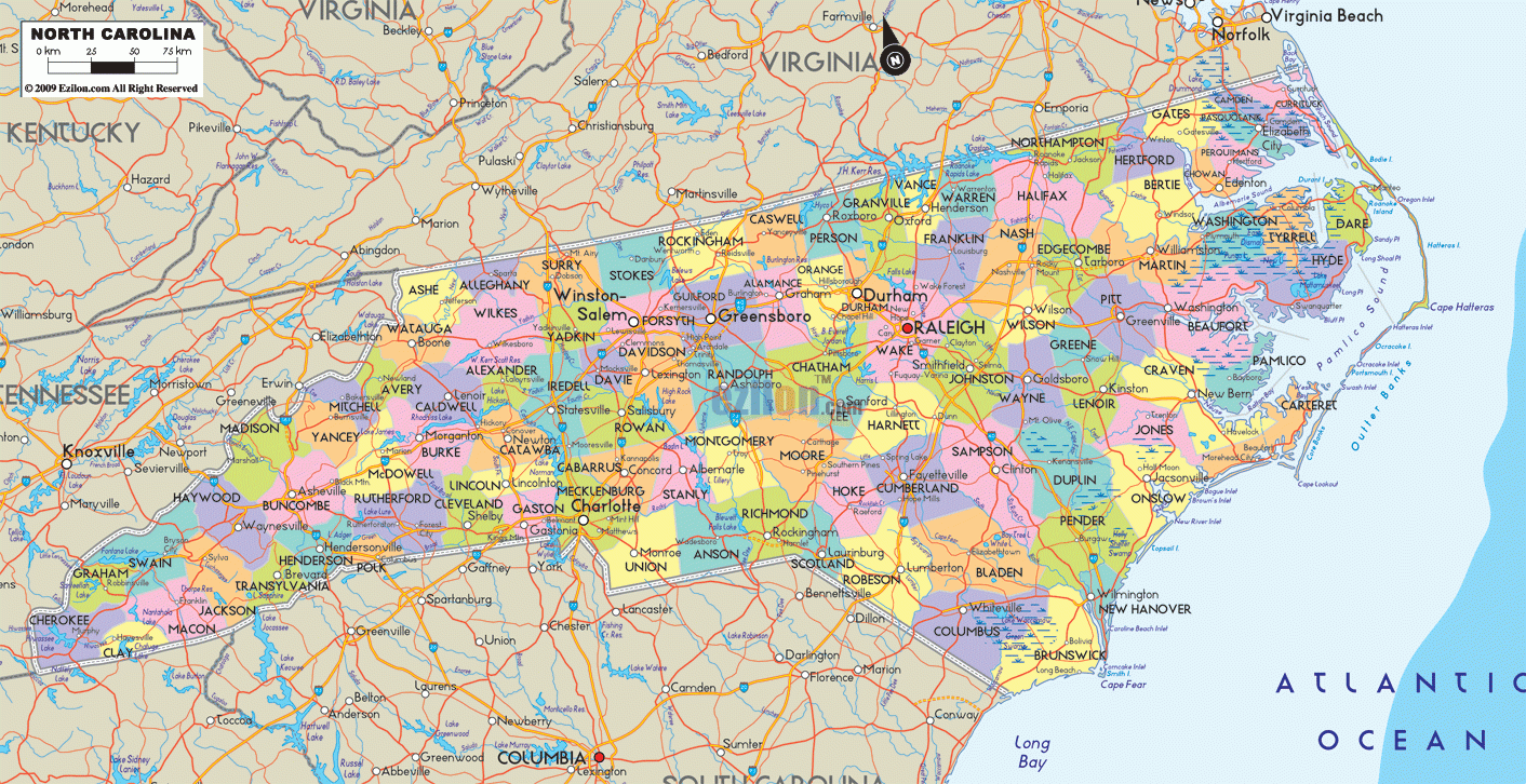 Map Of North Carolina Detailed North Carolina Map With Cities Counties And Roads Ezilon Maps Map Of North Carolina Detailed North Carolina Map With Cities Counties And Roads Ezilon Maps