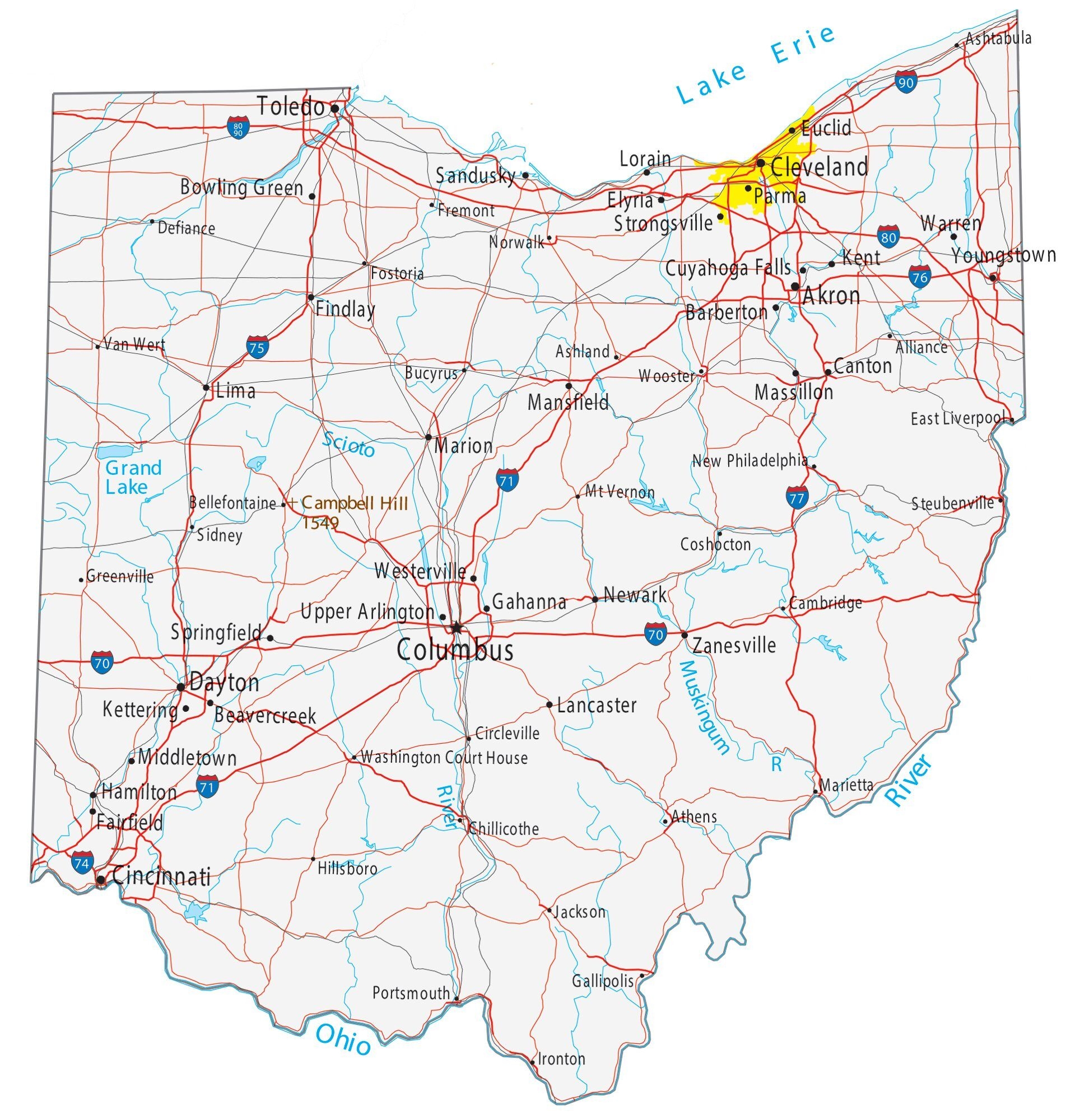 Map Of Ohio Cities And Roads GIS Geography Map Of Ohio Cities And Roads GIS Geography