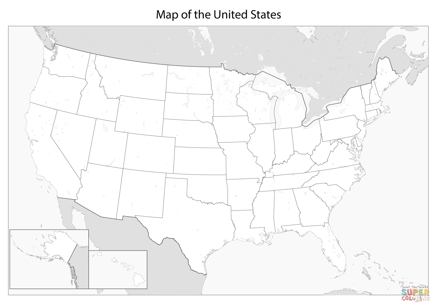 Map Of The United States Of America Coloring Page Free Printable