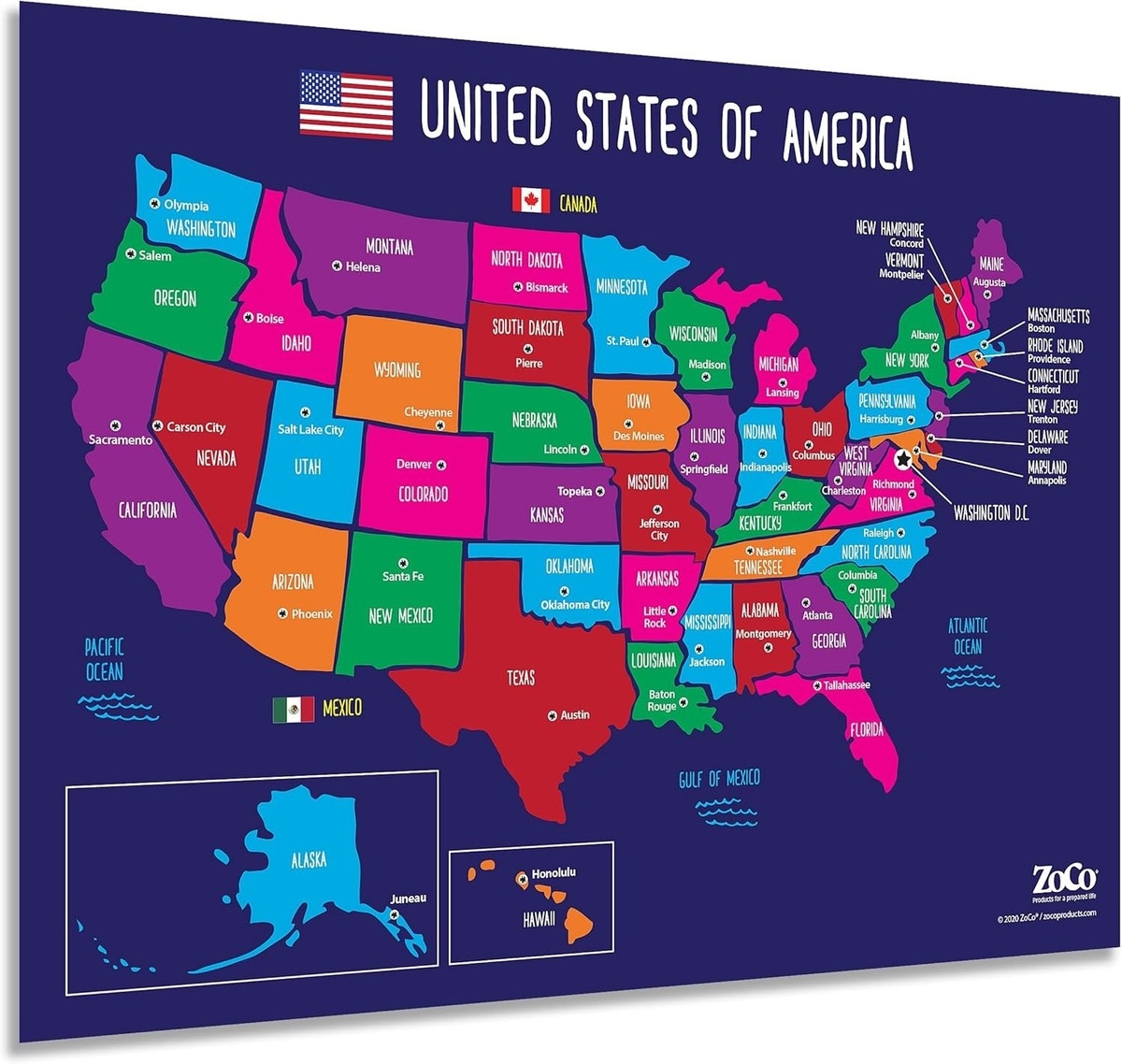 us map with state capitals