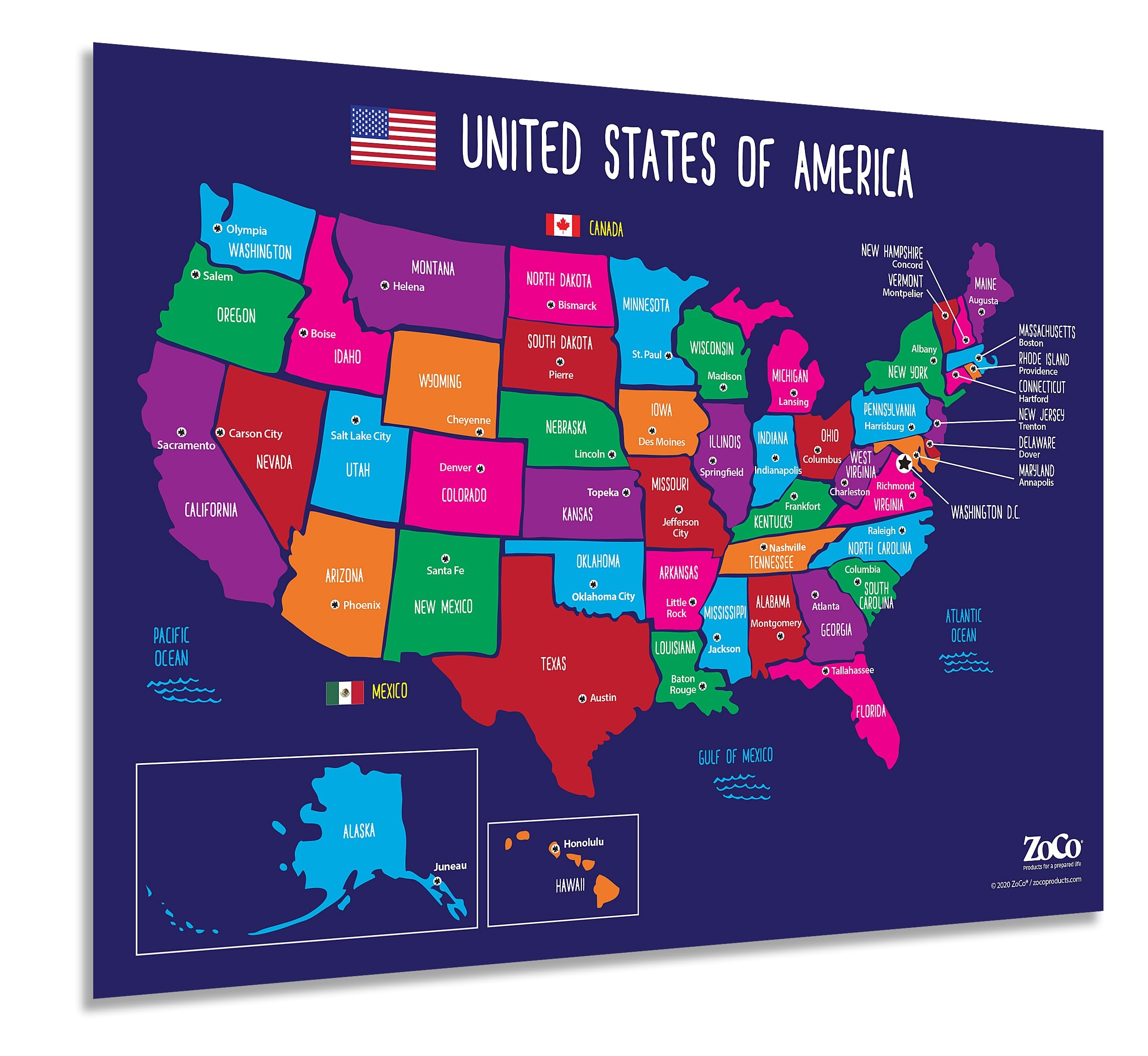 Map Of USA 50 States With Capitals Poster Laminated 17 X 22 Inches Color EBay Map Of USA 50 States With Capitals Poster Laminated 17 X 22 Inches Color EBay