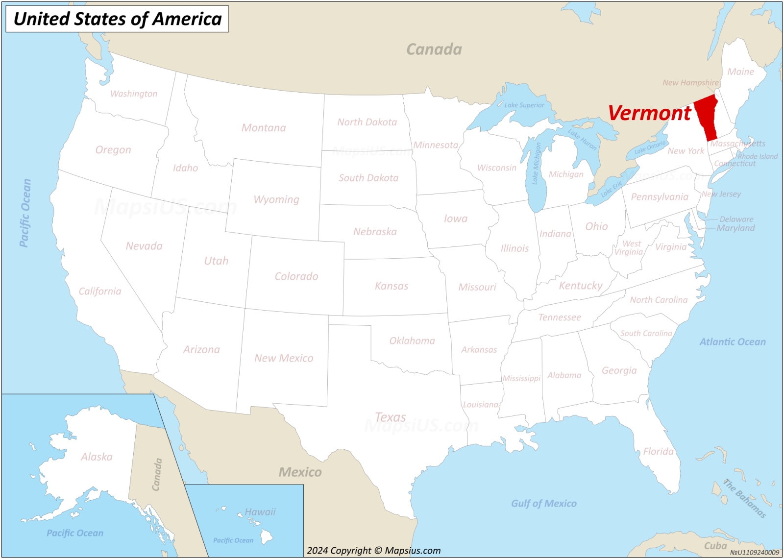 where is vermont on map