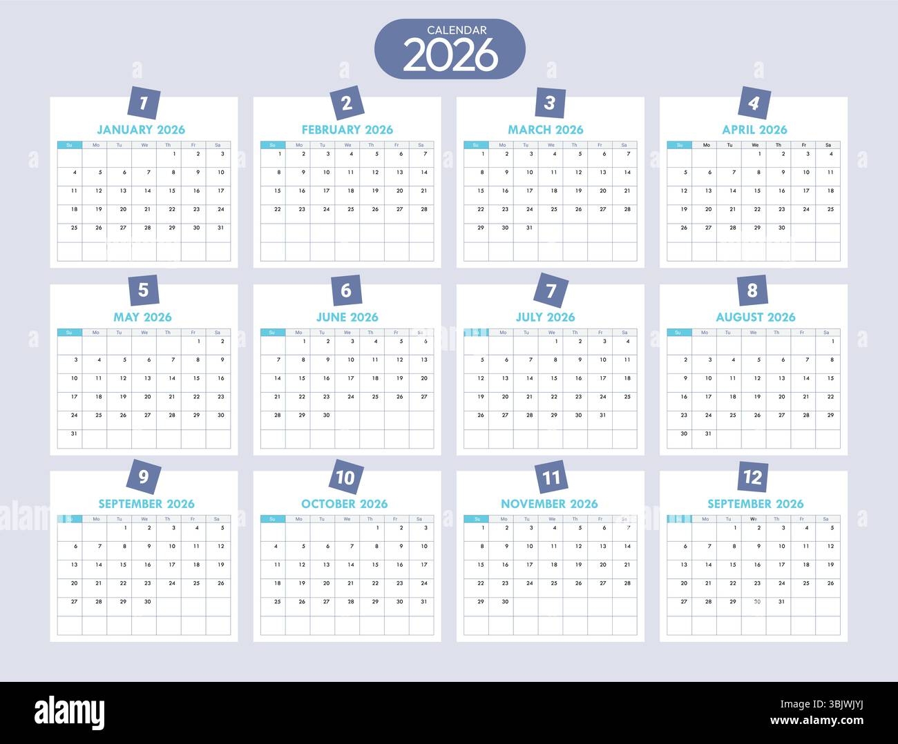 clipart for 2026 calander