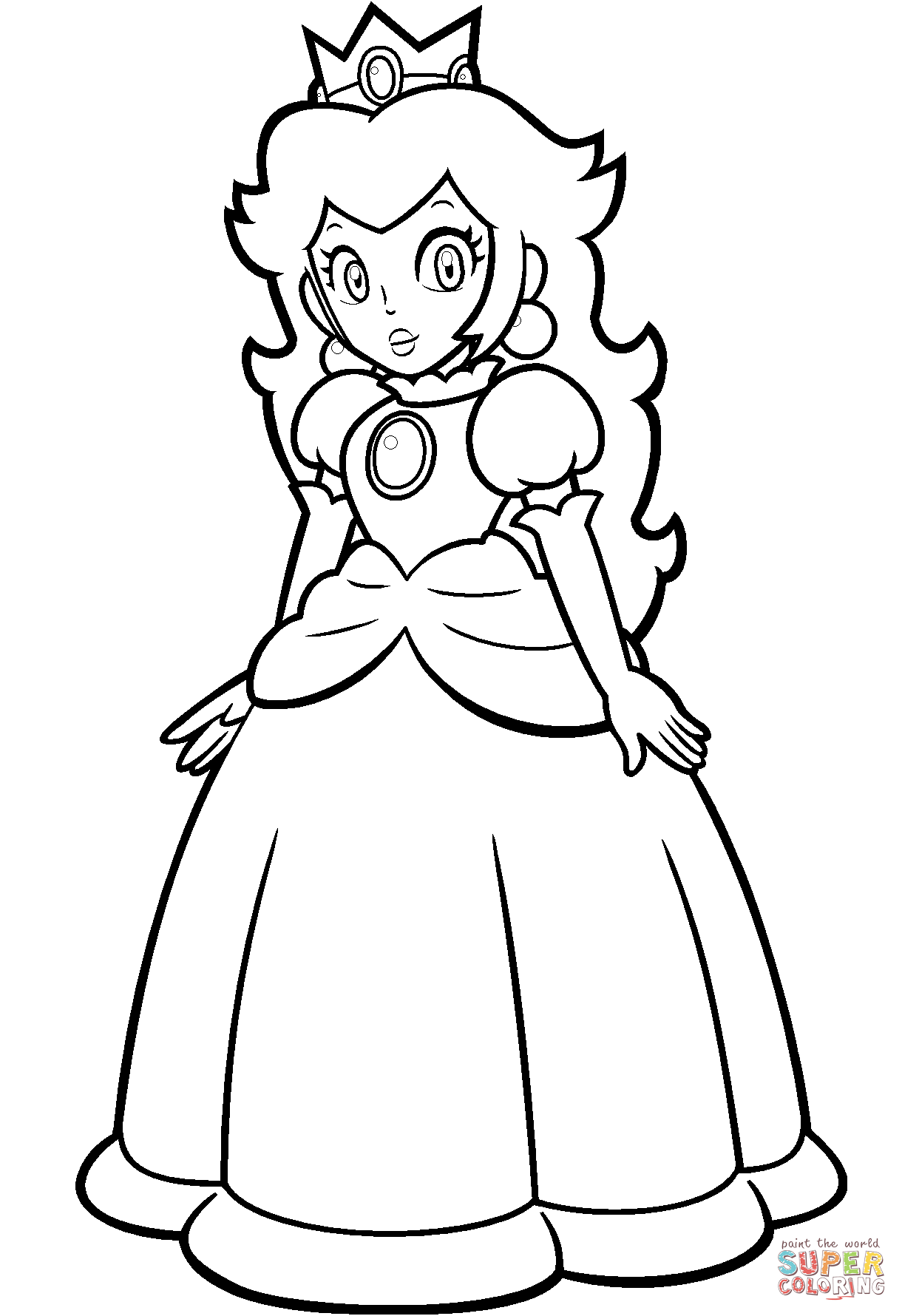 Mario Princess Peach Coloring Page Free Printable