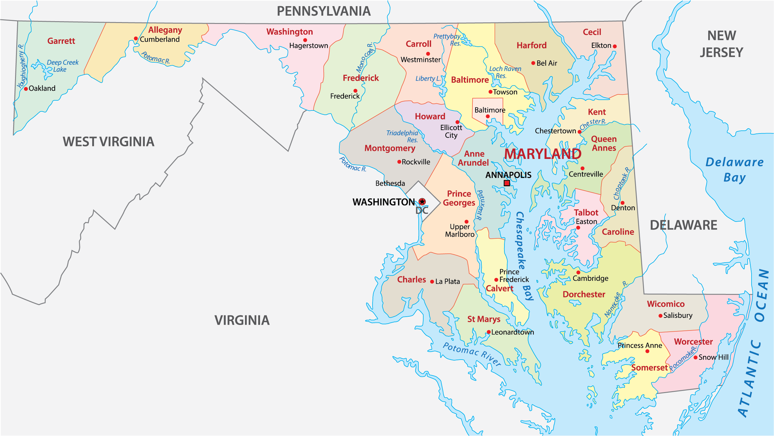 Maryland Counties Map Mappr Maryland Counties Map Mappr