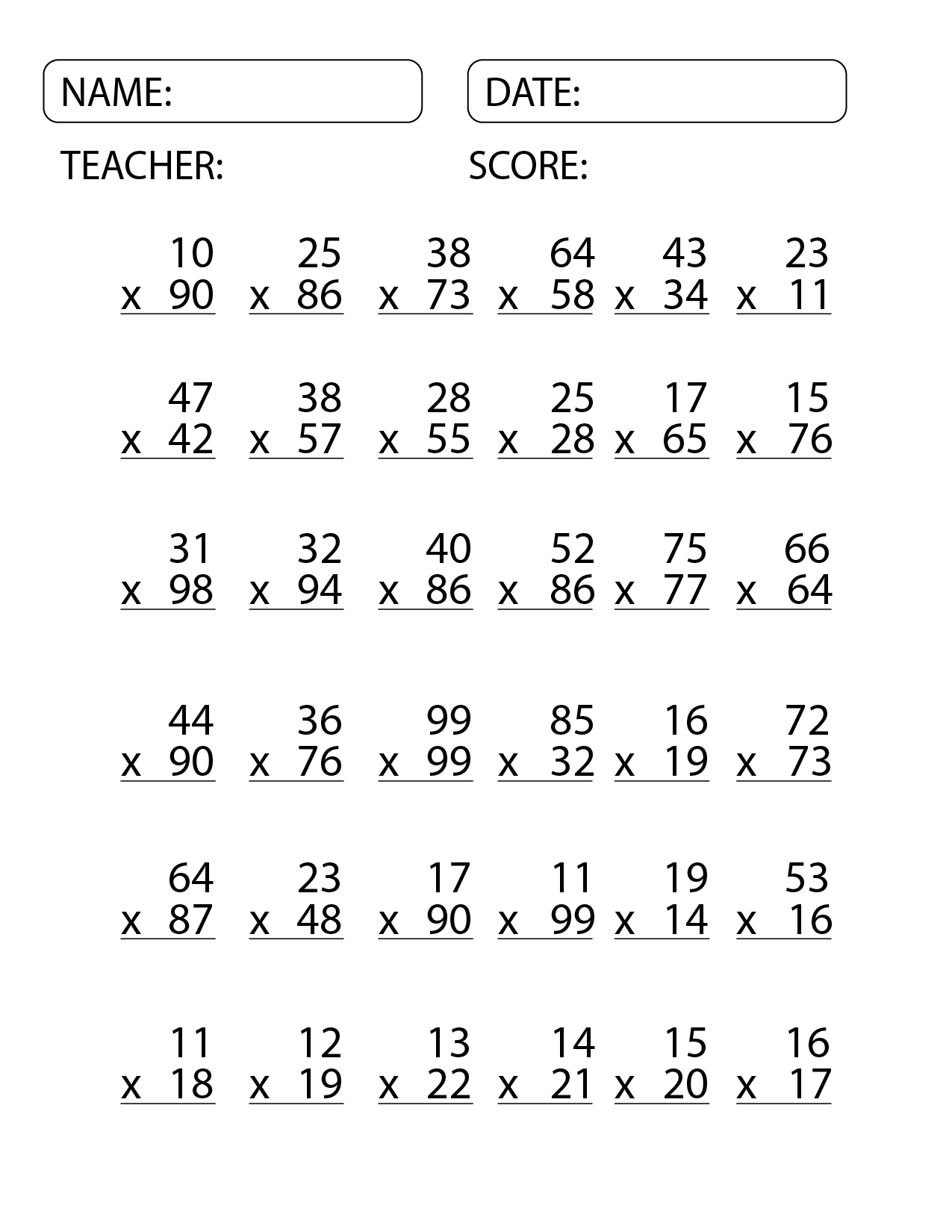 Master Multiplication With Our 2 Digit By 2 Digit Multiplication Worksheets Made By Teachers Master Multiplication With Our 2 Digit By 2 Digit Multiplication Worksheets Made By Teachers