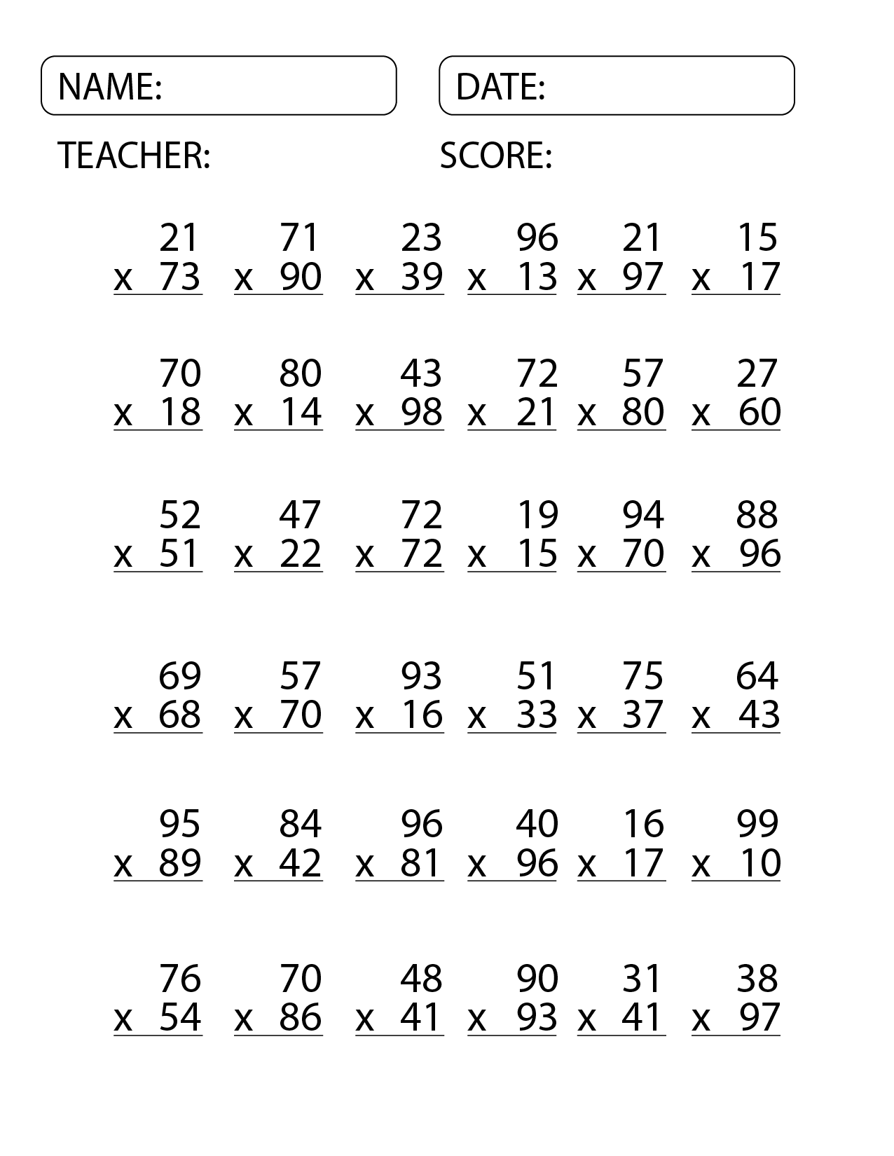 Master Multiplication With Our 2 Digit By 2 Digit Multiplication Worksheets Made By Teachers Master Multiplication With Our 2 Digit By 2 Digit Multiplication Worksheets Made By Teachers