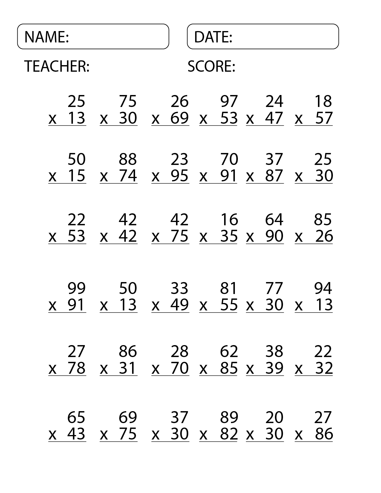 Master Multiplication With Our 2 Digit By 2 Digit Multiplication Worksheets Made By Teachers Master Multiplication With Our 2 Digit By 2 Digit Multiplication Worksheets Made By Teachers