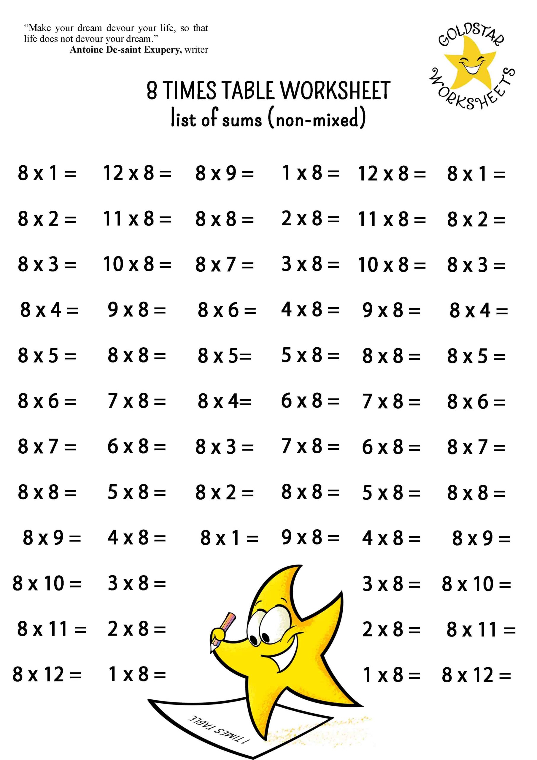 Master The 8 Times Table With These Free Printable PDF Worksheets