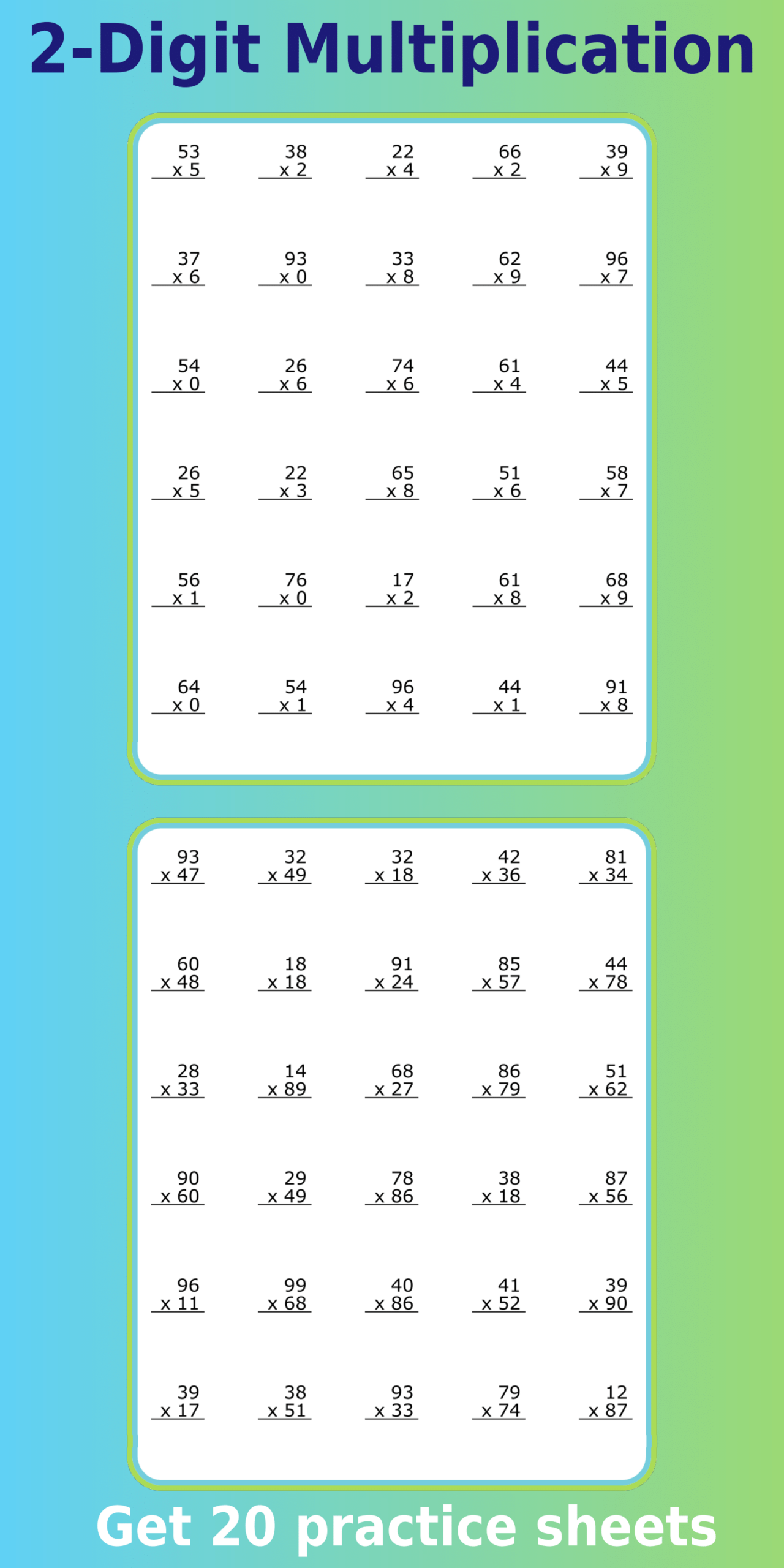 2 by 2 multiplication worksheets