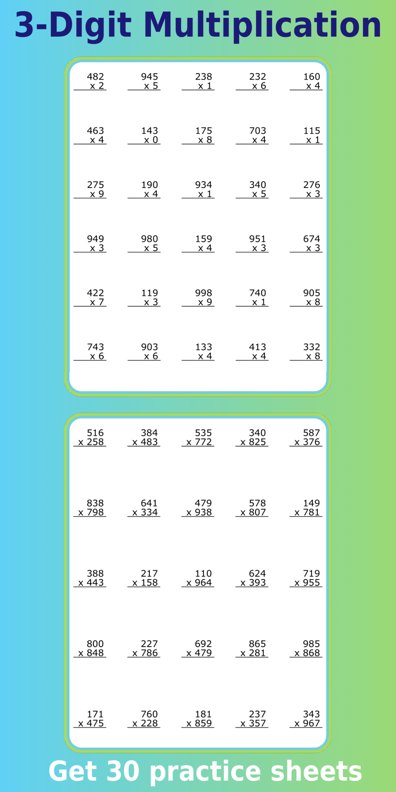 3 digit multiplication worksheets 3 digit multiplication worksheets