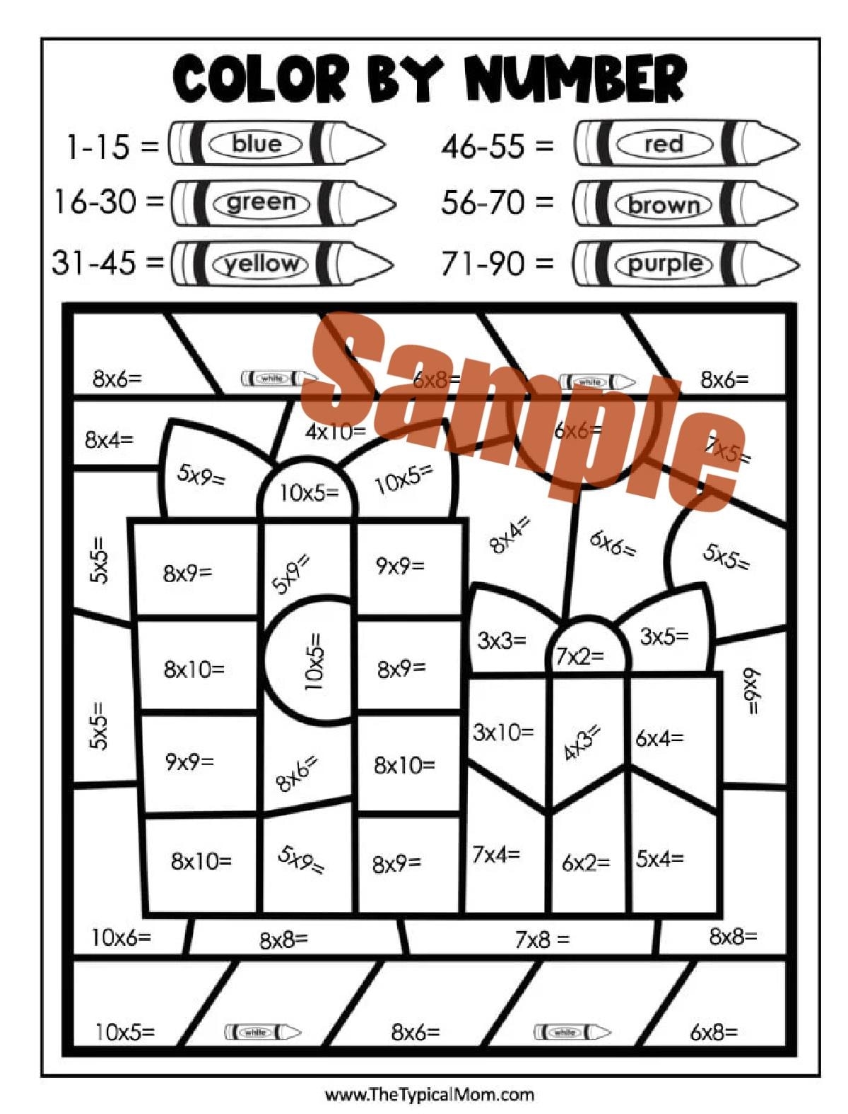 color by number math worksheets