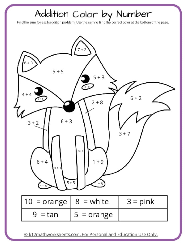 math worksheets to color