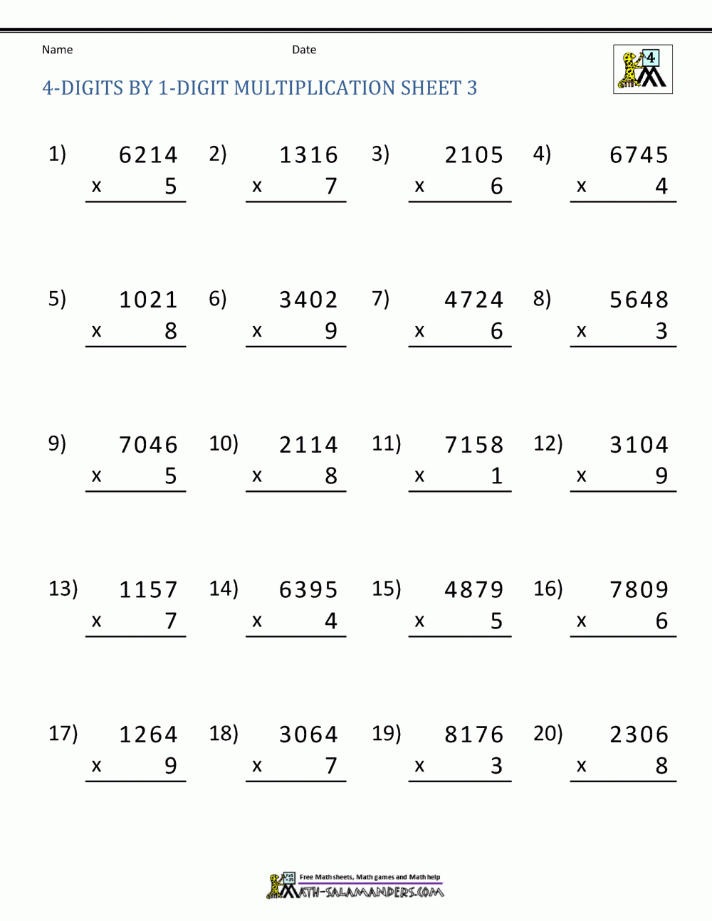 Math Multiplication Worksheets 4th Grade Math Multiplication Worksheets 4th Grade