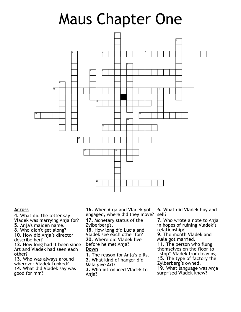 Maus Chapter Four Crossword WordMint