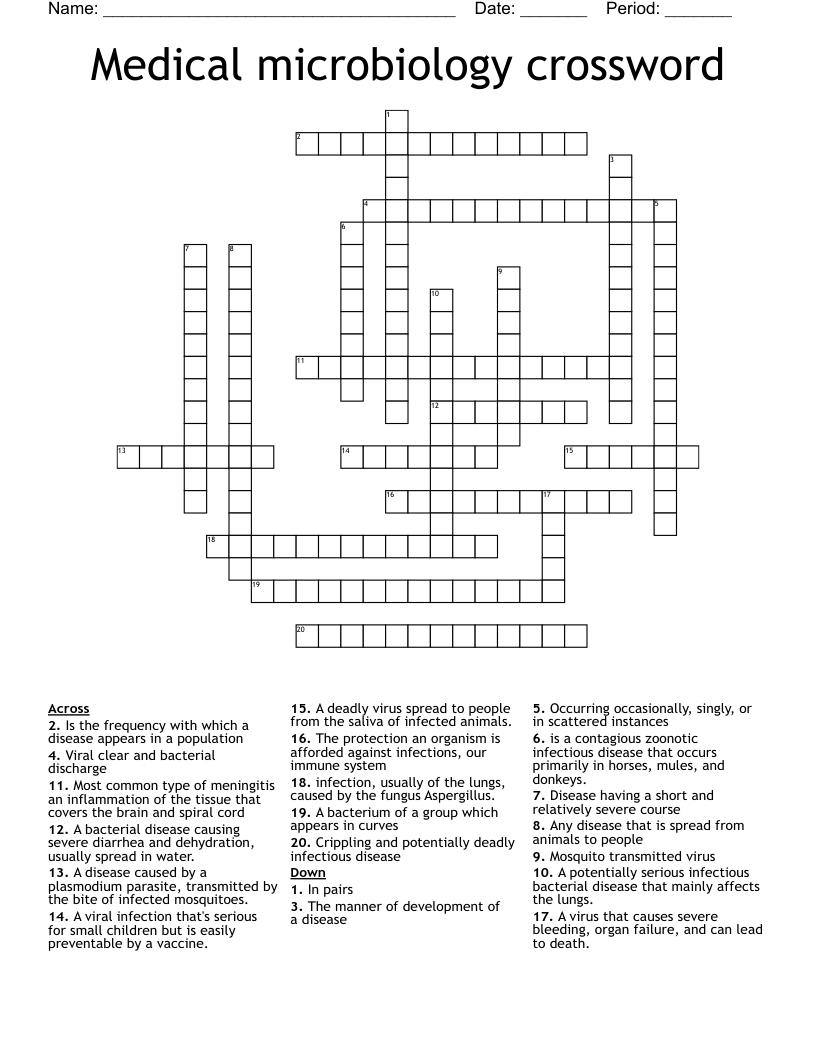 biology course content crossword