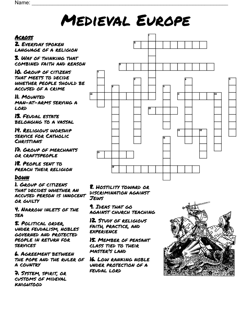 Medieval Europe Crossword WordMint Medieval Europe Crossword WordMint