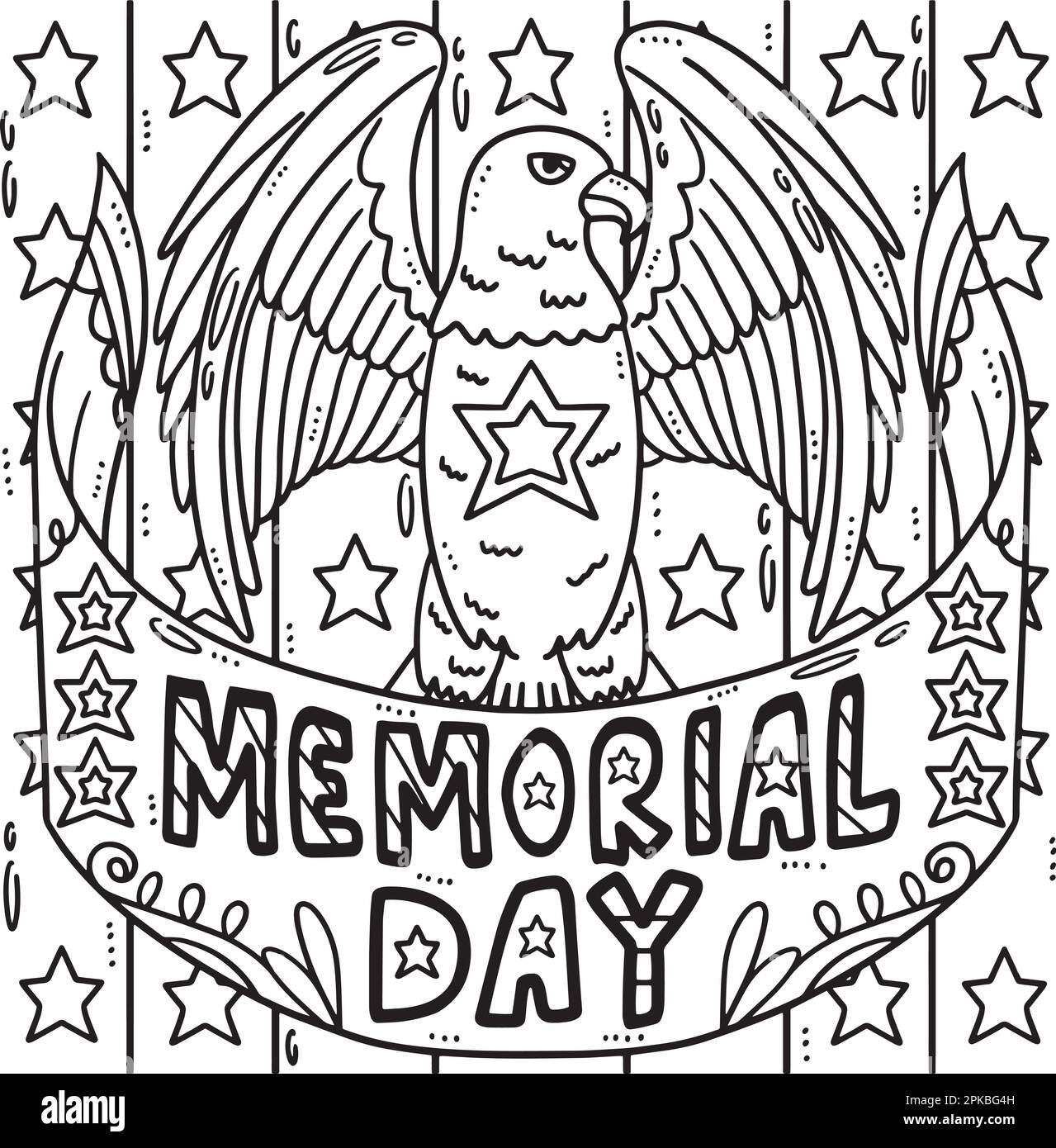 Memorial Day Coloring Page For Kids Stock Vector Image Art Alamy