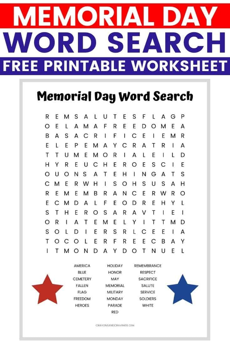 memorial day word search