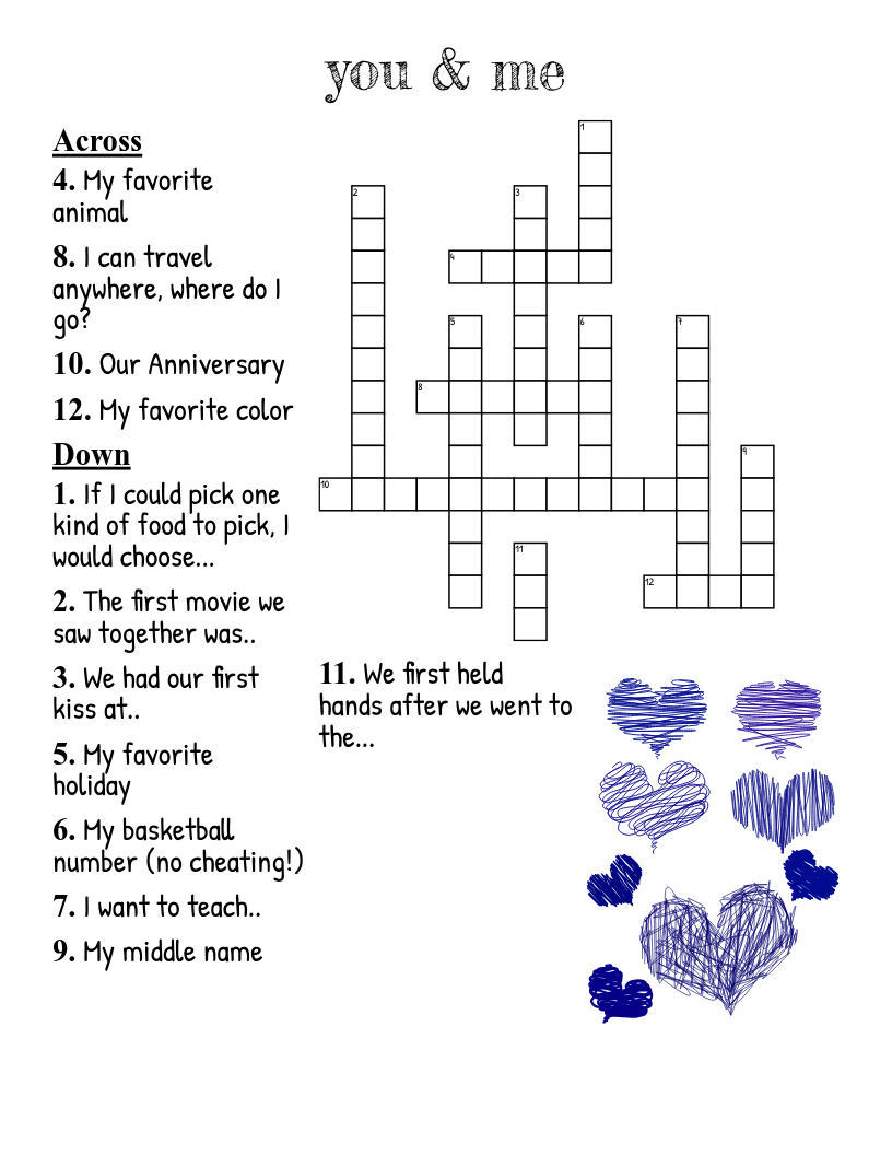 Memories Friendship Test Crossword WordMint