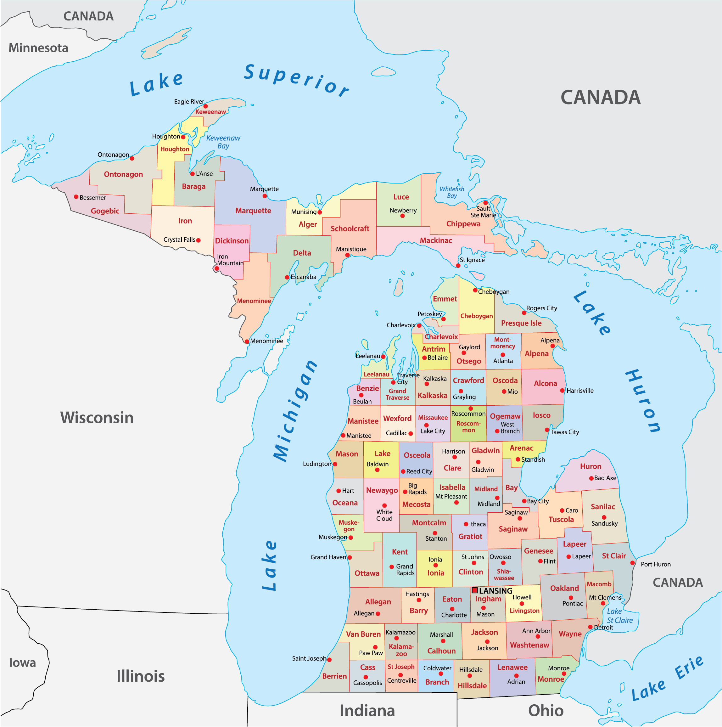 Michigan Counties Map Mappr Michigan Counties Map Mappr
