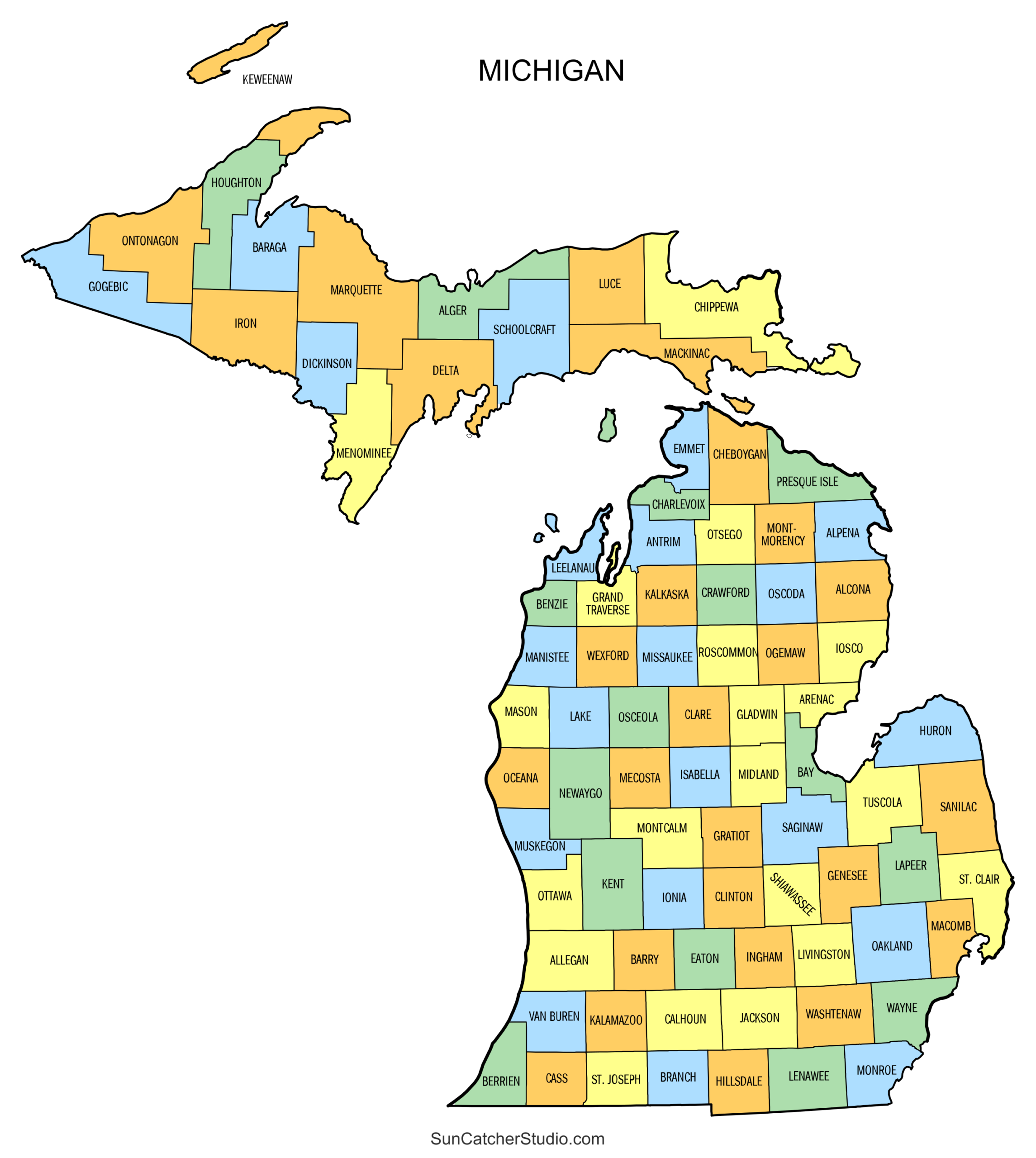 Michigan County Map Printable State Map With County Lines Free Printables Lettering SVG Files Tools Apps