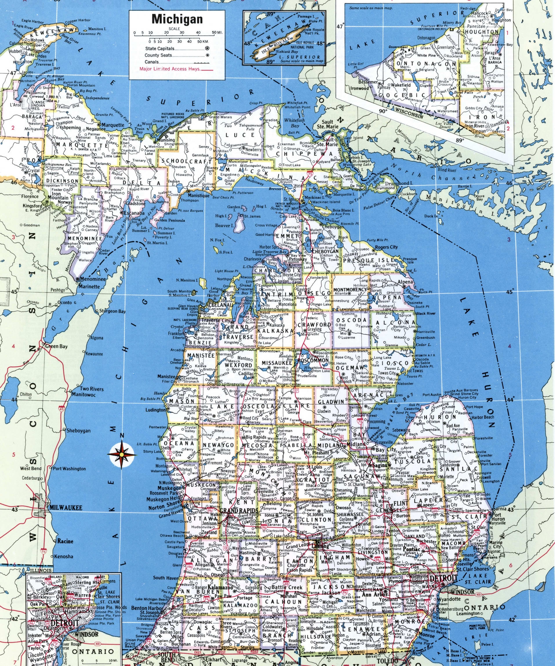 michigan county map with cities