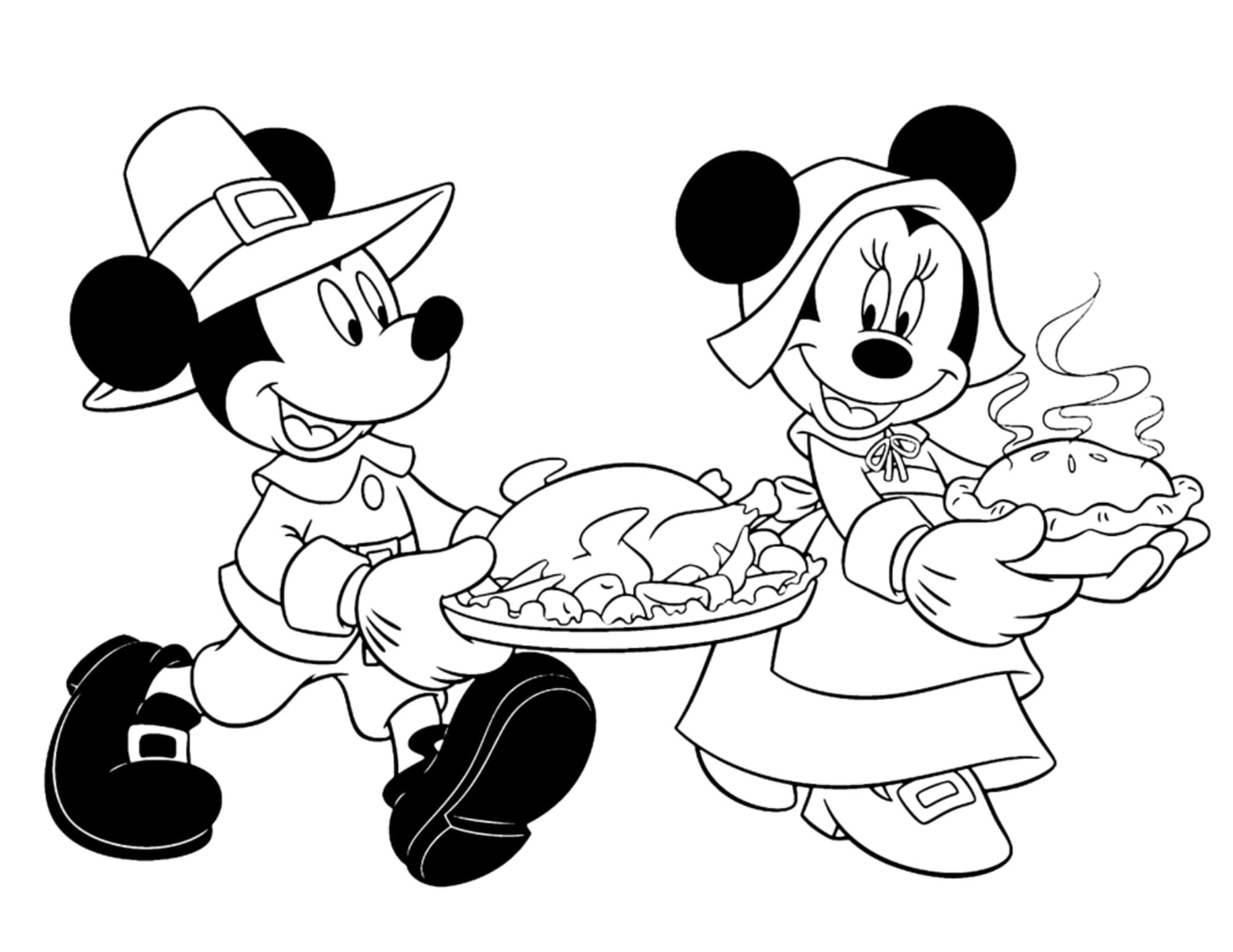 Mickey Mouse Thanksgiving Coloring Pages Printable Activity PDF Etsy Norway