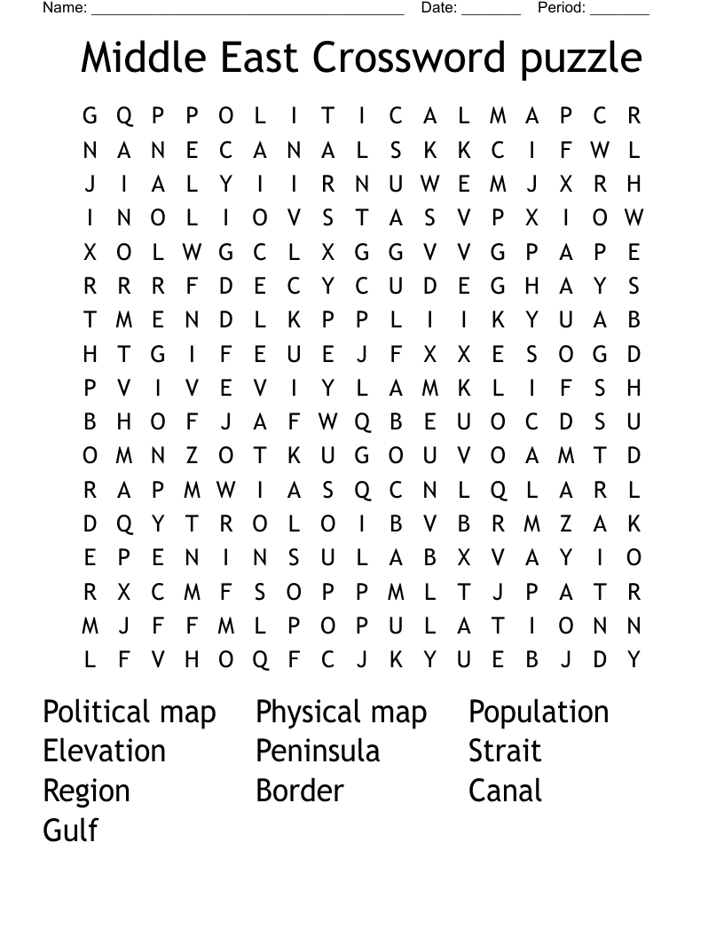 Middle East Crossword Puzzle Word Search WordMint Middle East Crossword Puzzle Word Search WordMint