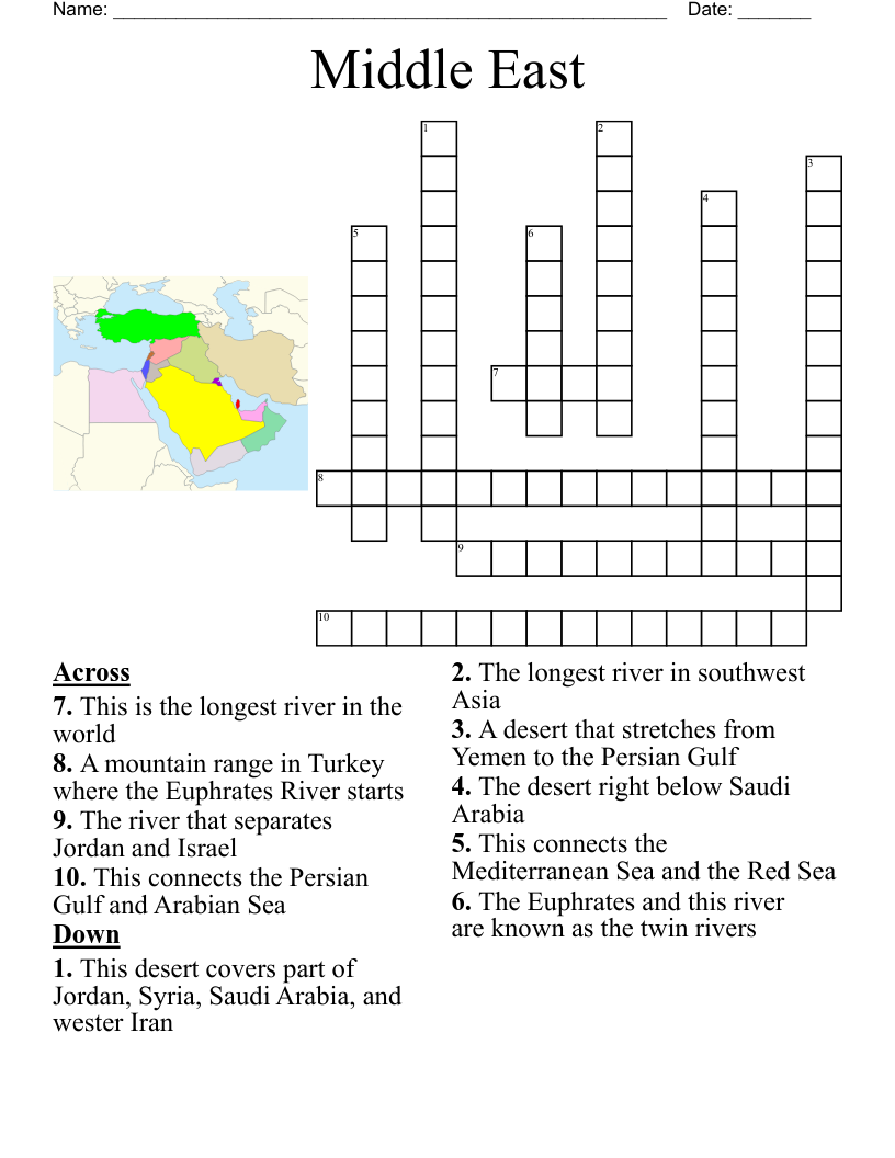 Middle East Crossword WordMint Middle East Crossword WordMint