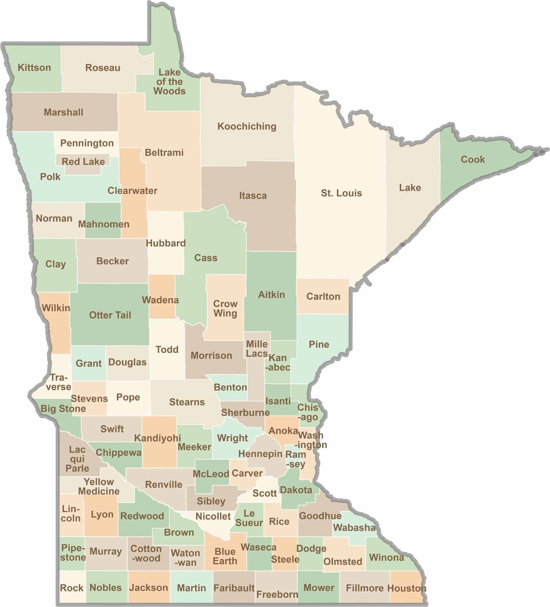 Minnesota County Map US County Maps Minnesota County Map US County Maps