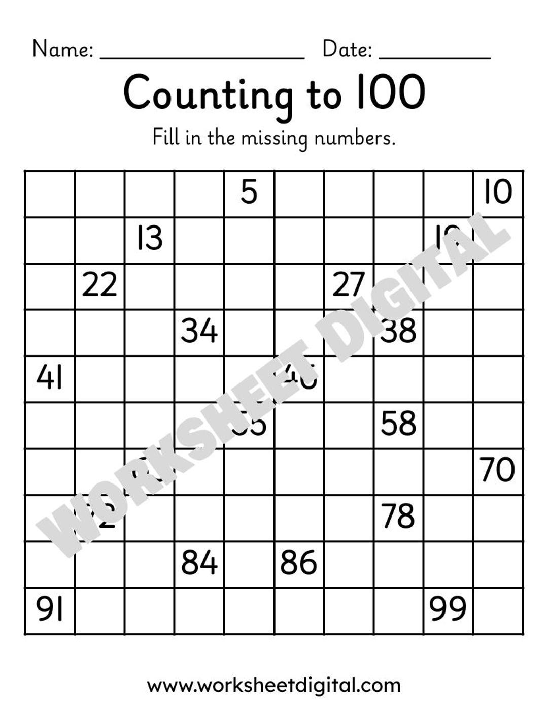 numbers 1 to 100 worksheet