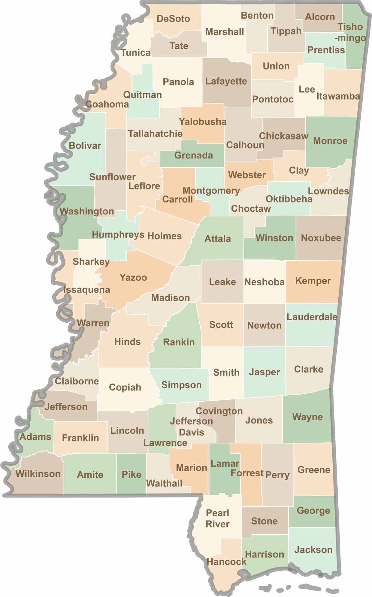 Mississippi County Map US County Maps