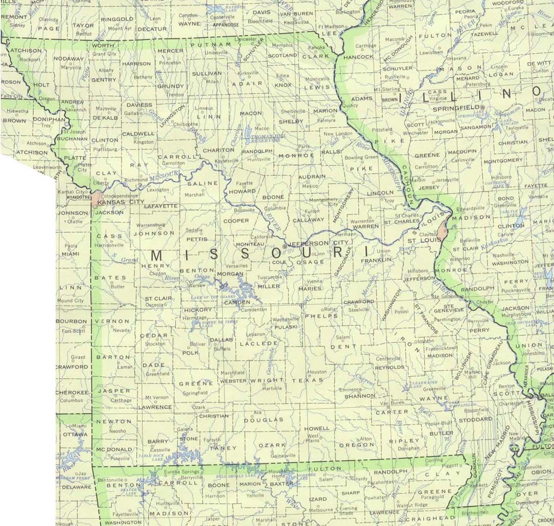 missouri county map with cities