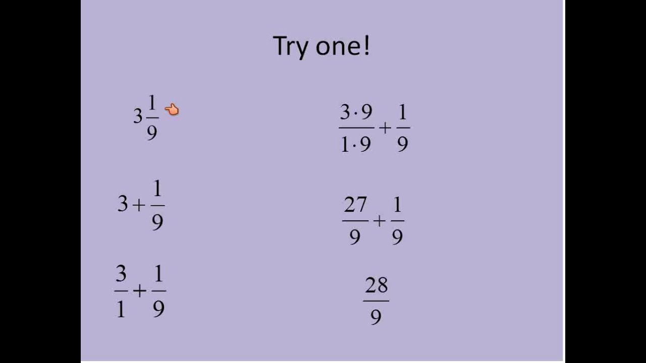 Mixed Numbers Into Improper Fractions Simplifying Math YouTube